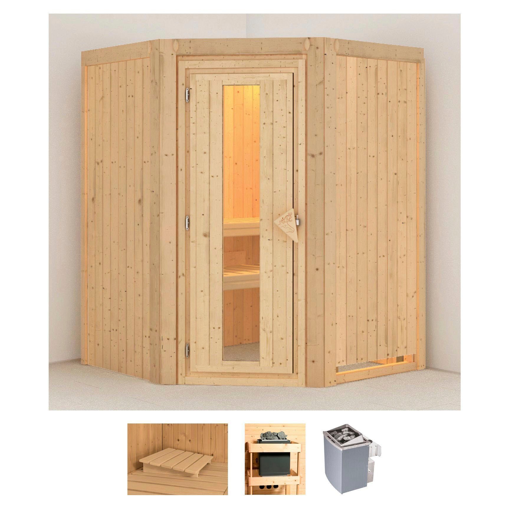 KARIBU Sauna "Larin", Saunaofen, integrierte Steuerung, 9 kW, beige, Saunen, 9 KW-Ofen mit integrierter Steuerung