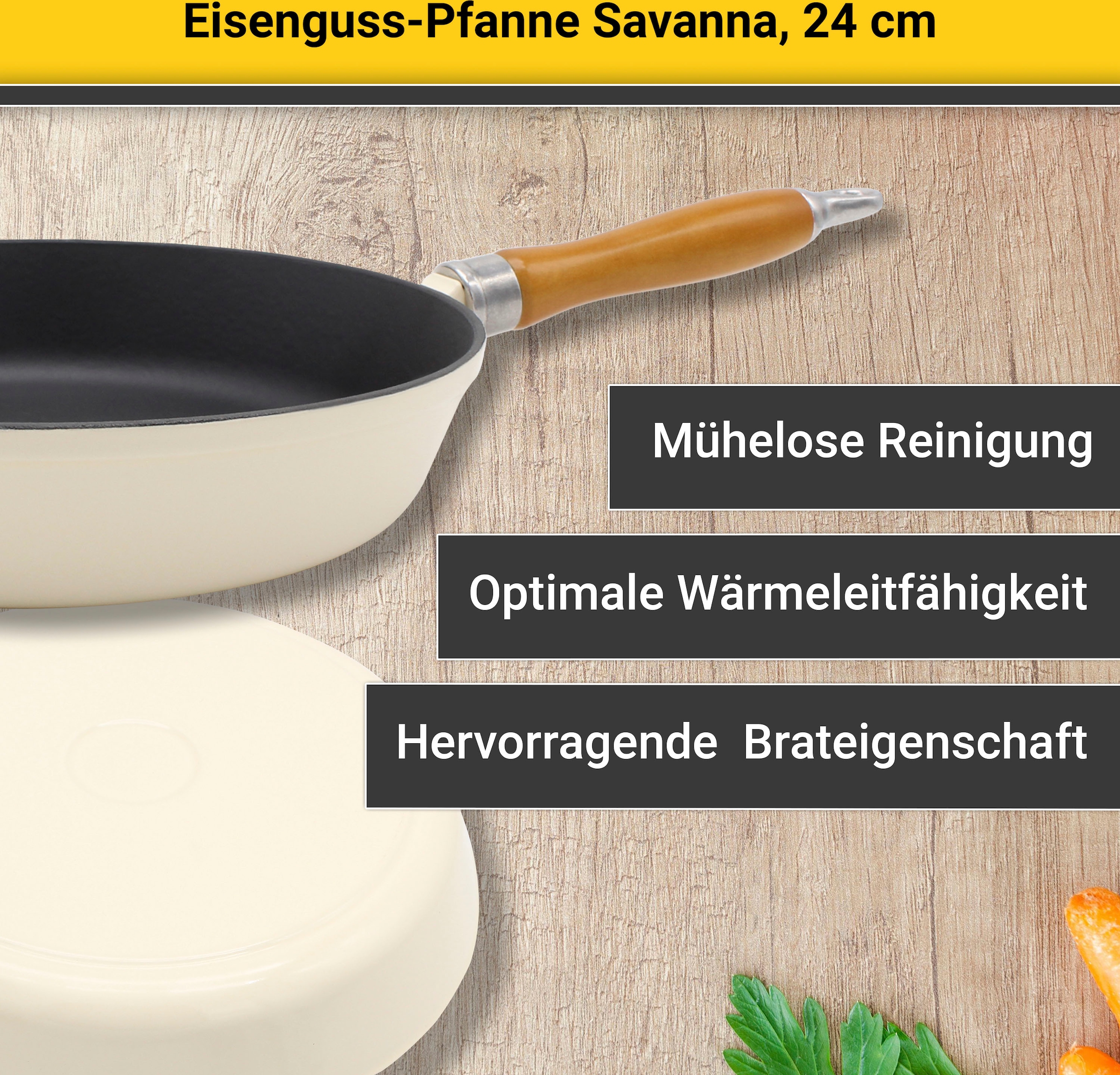 Krüger Bratpfanne »Einsenguss Pfanne SAVANNA«, Gusseisen, (1 tlg.), für Induktions-Kochfelder geeignet