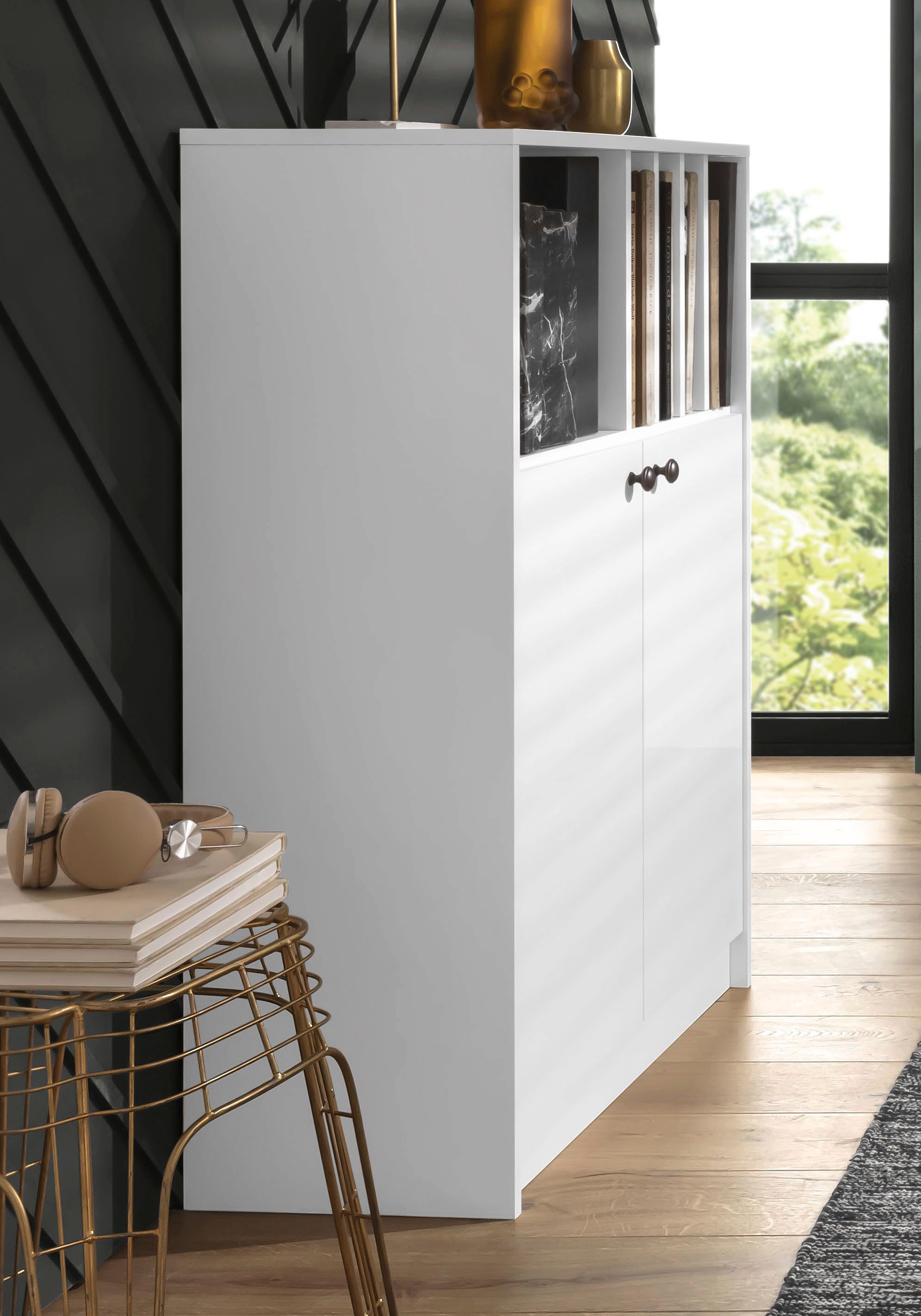 OTTO home Aktenschrank "Licia" viel Stauraum, 2 Türen und 5 offene Fächer günstig online kaufen