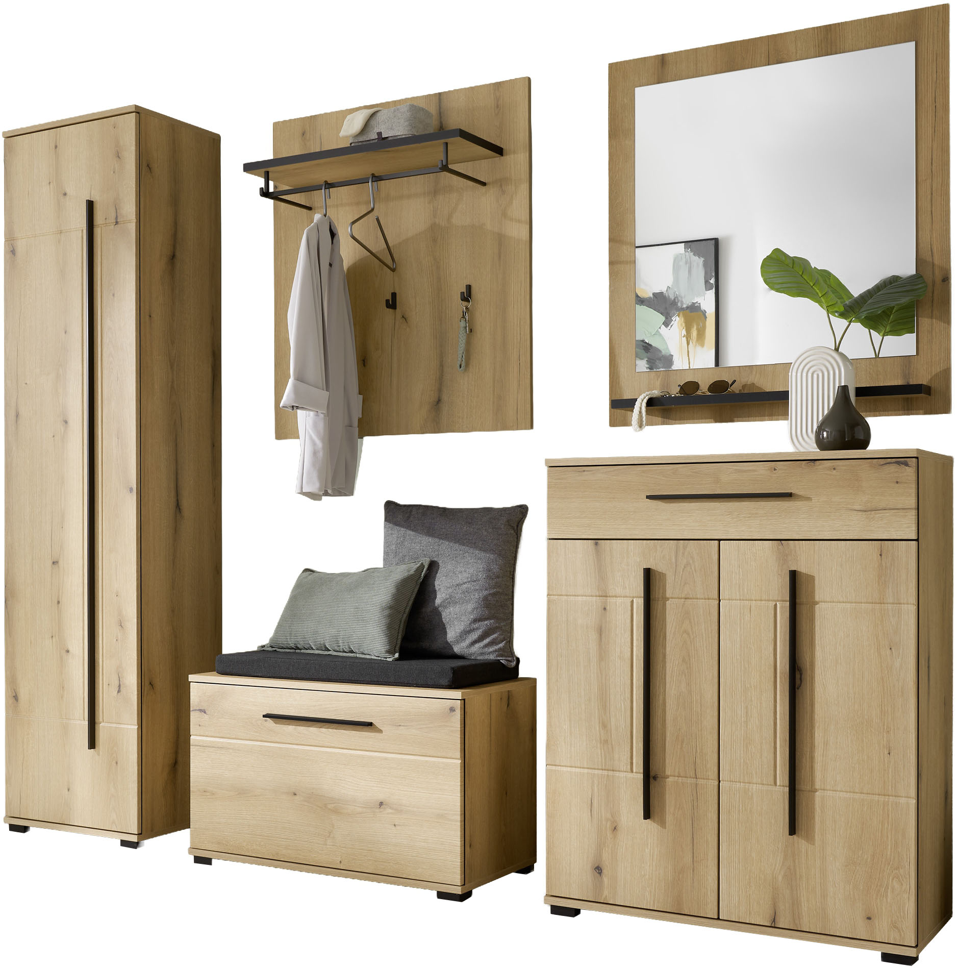 Home affaire Garderoben-Set "Cantara, moderne Garderobe, Komplettset mit viel Stauraum" Komplett-Set, 5 Stk. tlg.