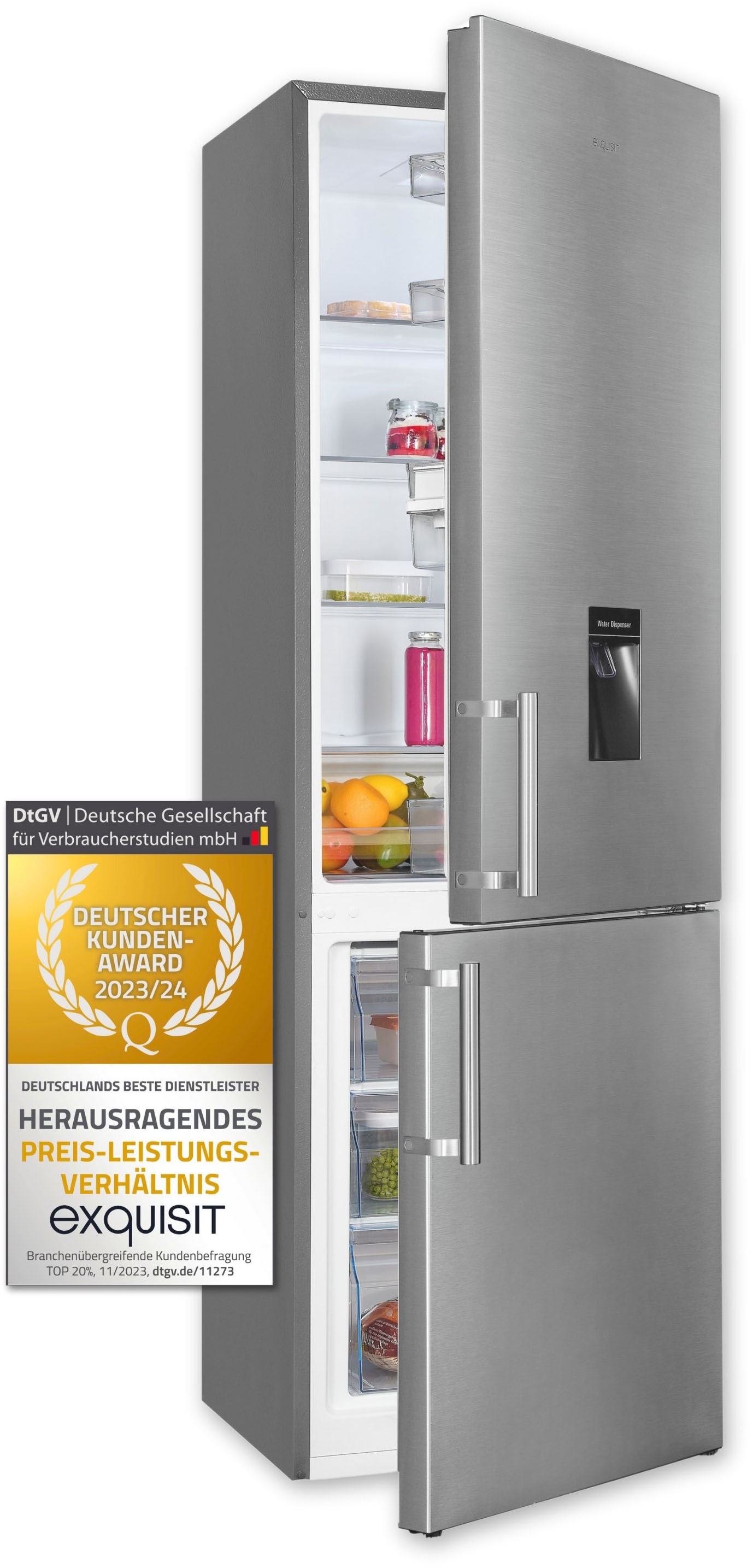 exquisit Kühl-/Gefrierkombination "KGC265-70-H-WS-010E inoxlook" 180 cm hoc günstig online kaufen