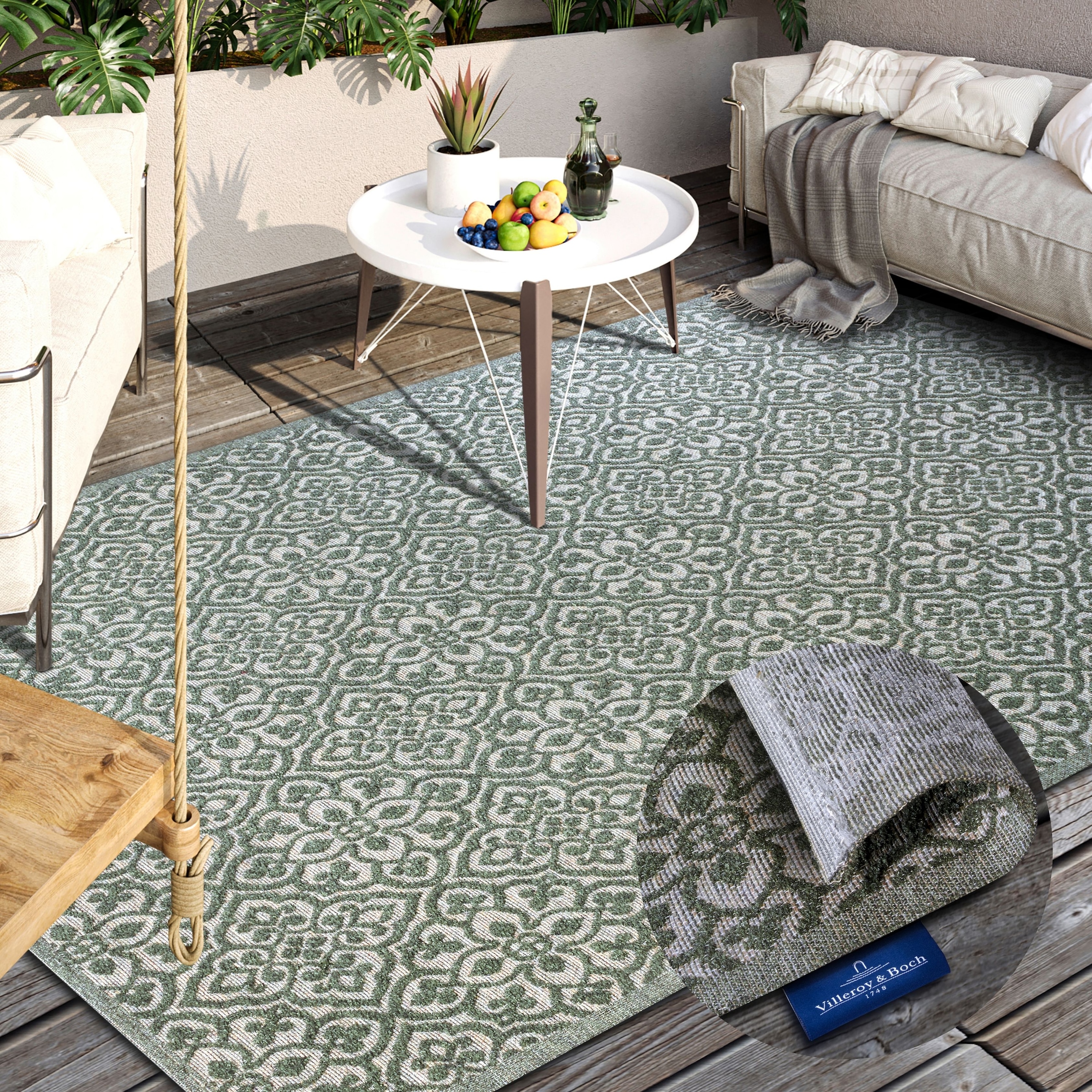 Villeroy & Boch Outdoorteppich »Julie«, rechteckig, 4 mm Höhe, In-& Outdoor, Flachgewebe, wetterfest, Terrasse, Balkon, modern, Trend