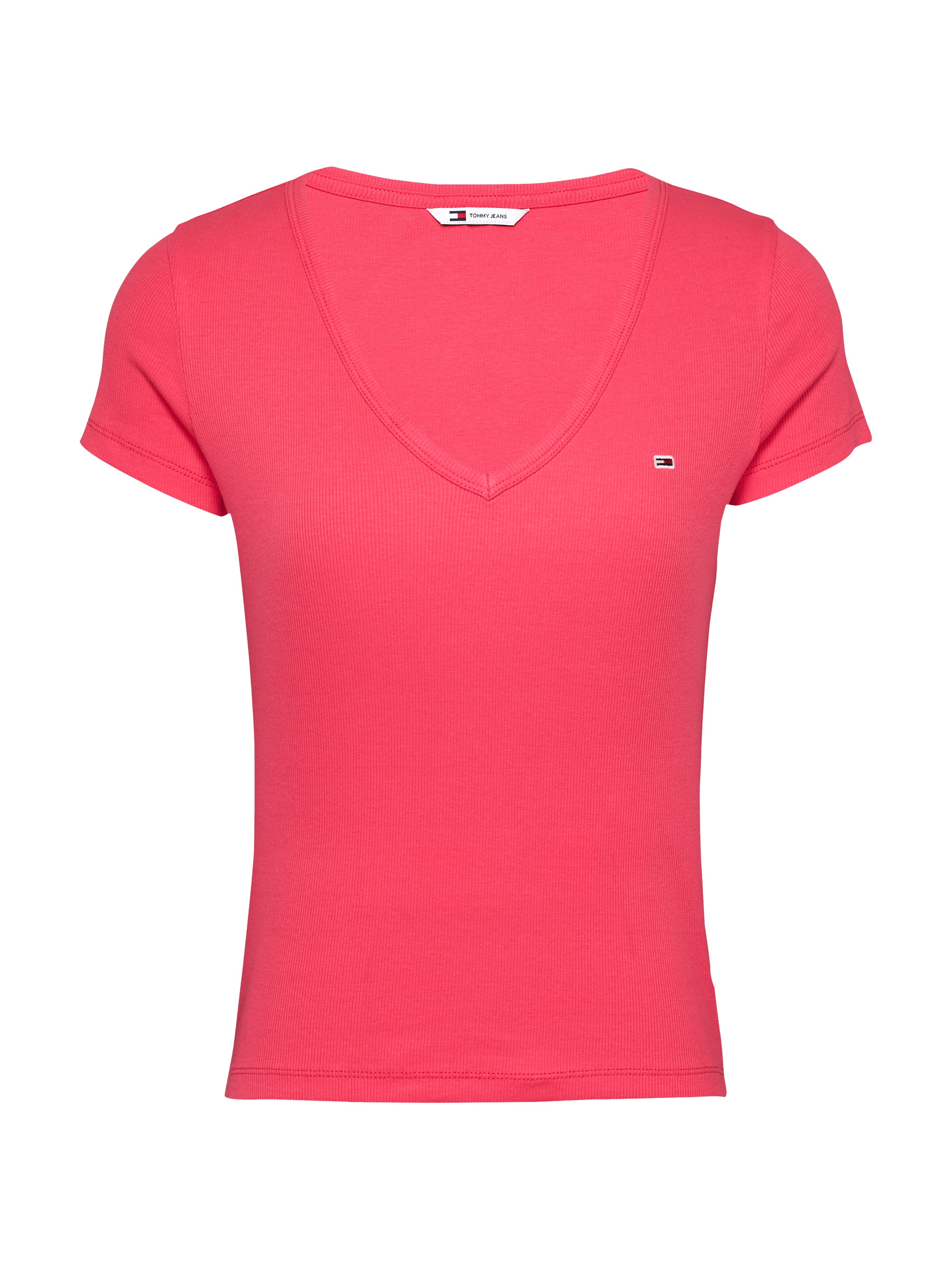 Tommy Jeans T-Shirt »TJW SLIM ESSENTIAL RIB V SS«, mit Logostickerei