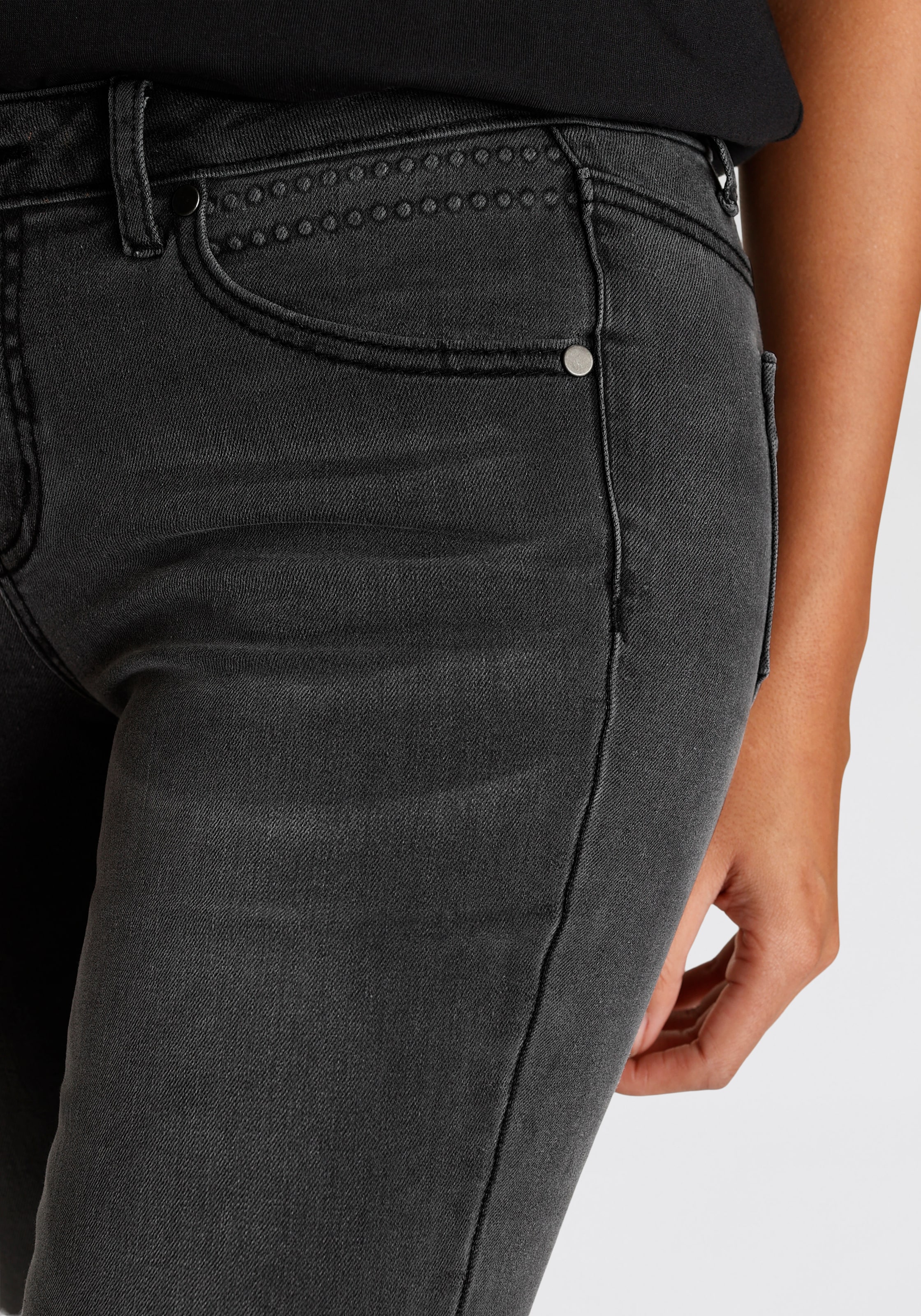 Arizona Skinny-fit-Jeans, Mit Kontrastsaum kaufen | BAUR