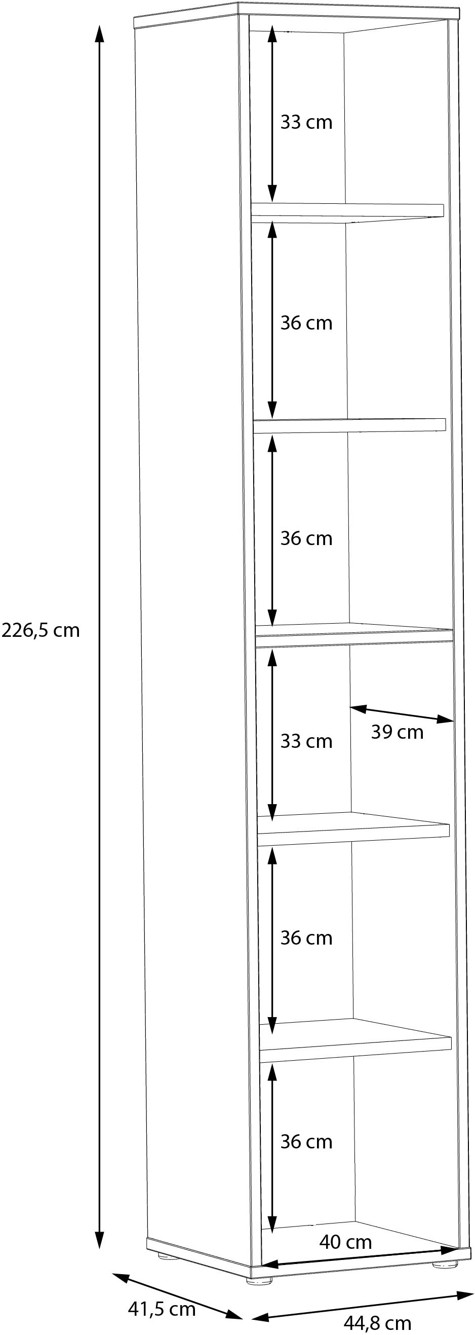 FORTE Aktenregal »Goldsboro«, mit 6 offenen Fächern, unterschiedliche Breiten, Höhe 226,5 cm