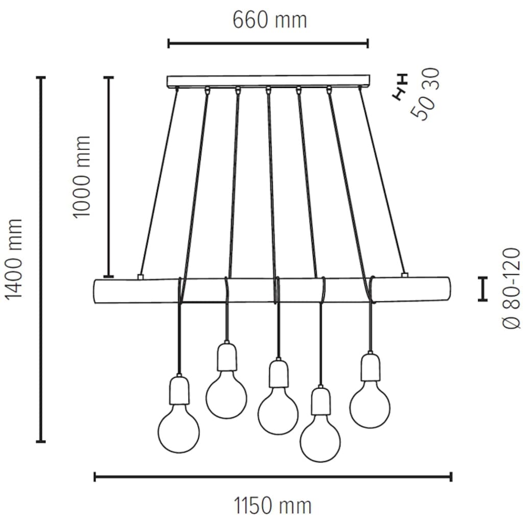 SPOT Light Pendelleuchte »TRABO CONCRETE«, 5 flammig-flammig