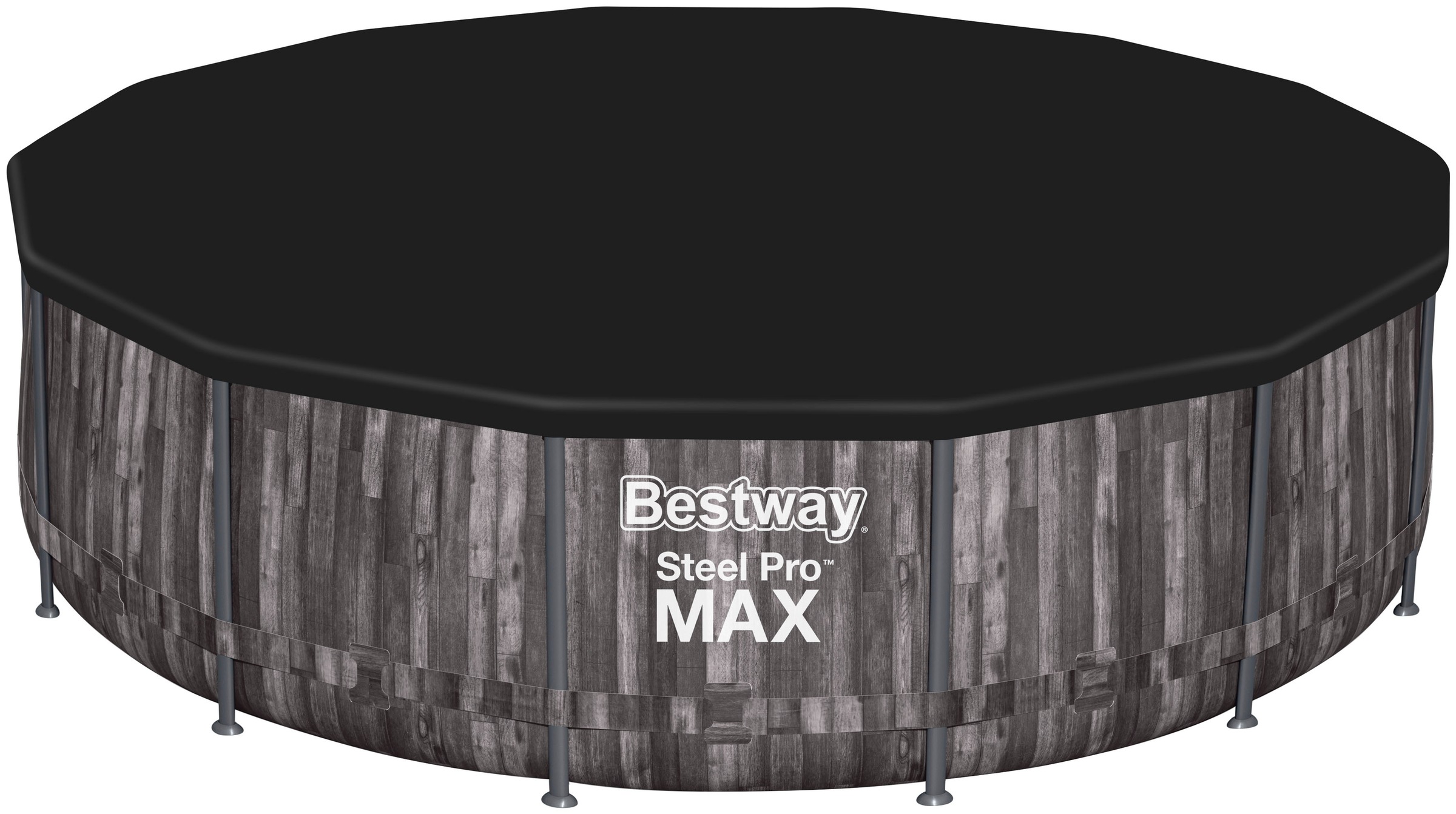 Bestway Framepool »Steel Pro MAX™«, (Komplett-Set), 5-tlg. Auftstellpool mit Filterpumpe Ø 427x107 cm, Holzoptik