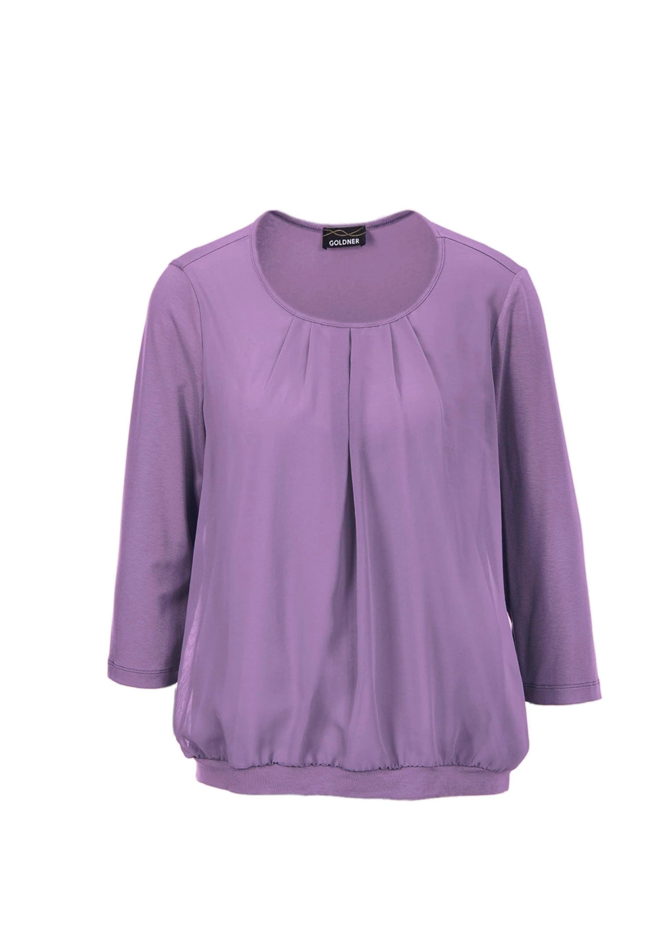 GOLDNER Kurzarmbluse "Kurzgröße Chiffon-Shirt mit 3/4-Arm, Rundhals" keine/nicht relevant