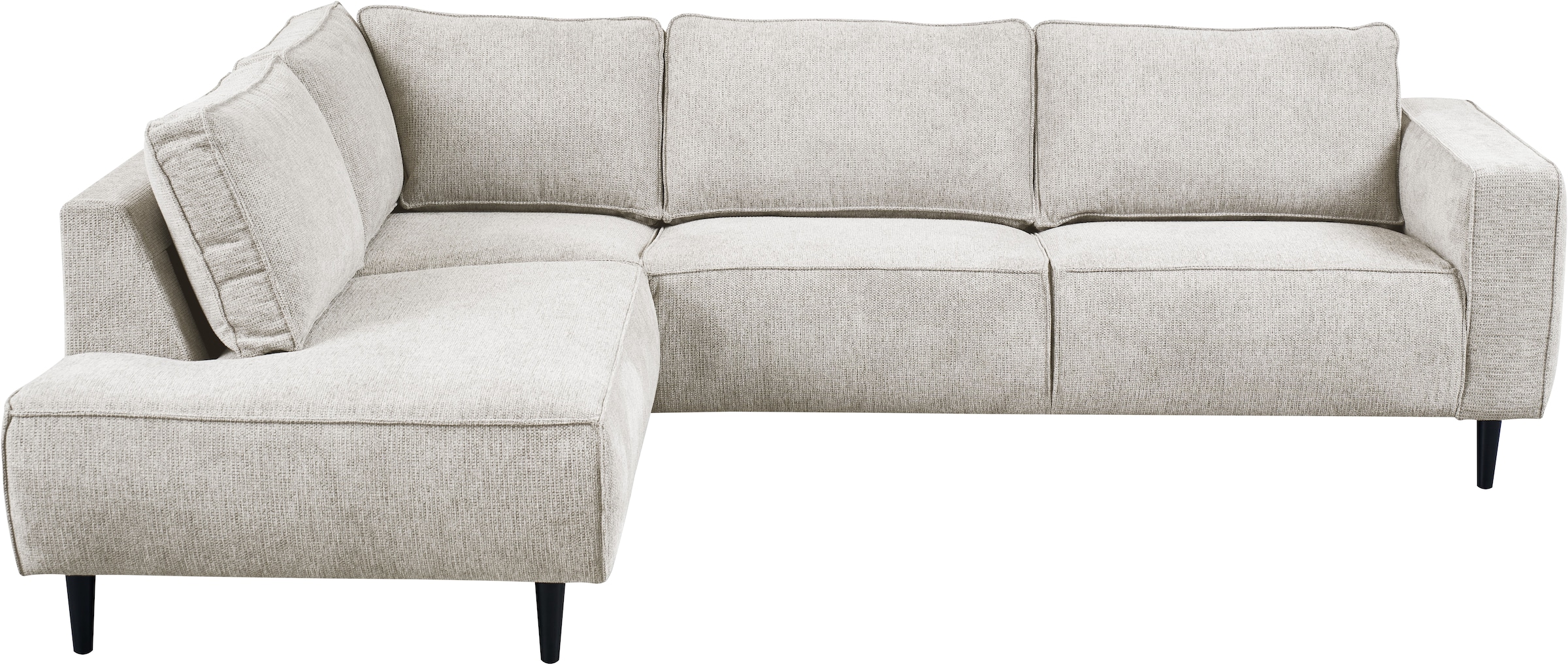 Places of Style Ecksofa »Fumone, Lederoptik oder Soft-Touch Chenille«, Breite 260, mit schwarzen Massivholzfüßen