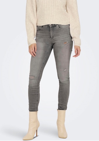 Skinny-fit-Jeans »ONLBLUSH MID SK AK RW DST DNM REA724NOOS«, mit Destroyed Effekt