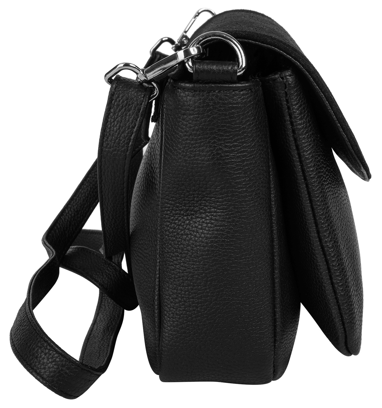 Umhängetasche BRUNO BANANI, Damen, Gr. B/H/T: 24cm x 16cm x 9cm onesize, schwarz, Leder, leicht glänzend, unifarben, Taschen Umhängetasche, echt Leder 3