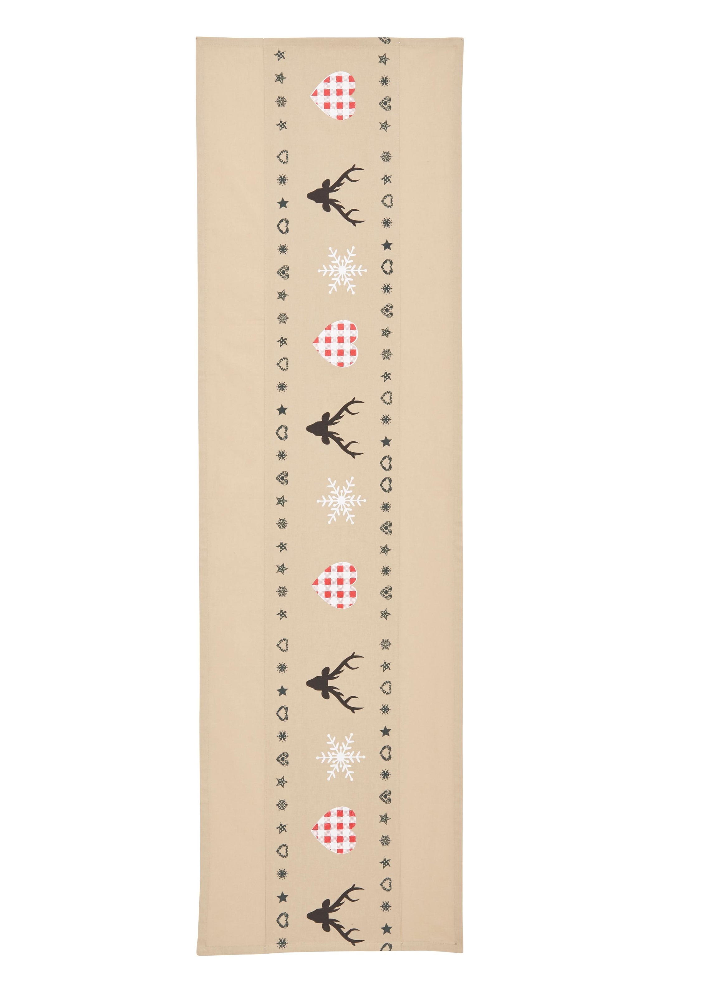 my home Tischläufer »Xaver« Karo-Design, Bio Baumwolle, Herz, Landhaus, Hirsch