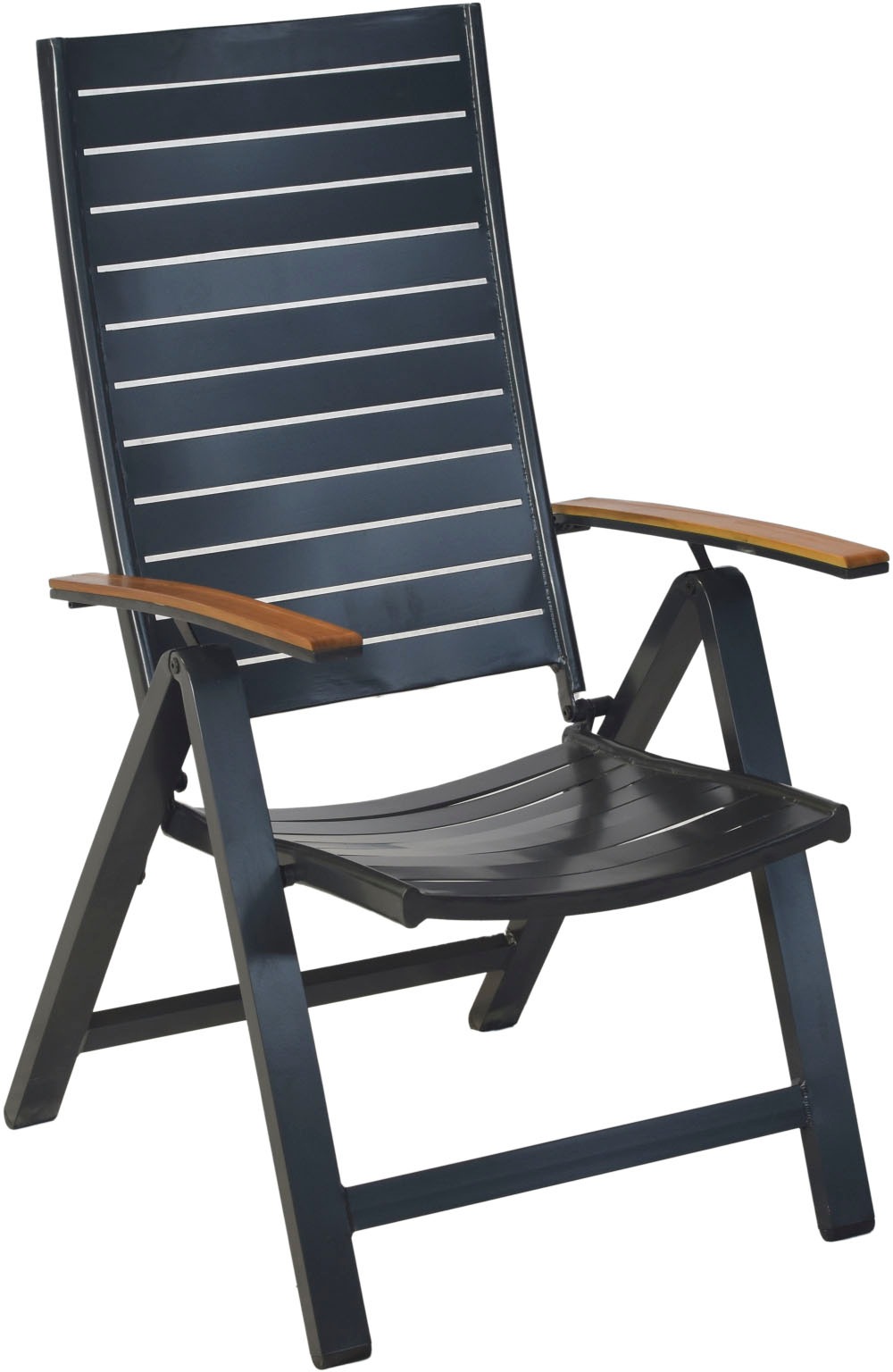 MERXX Garten-Essgruppe »»Astros««, (Set, 5 tlg., Tischplatte aus Aluminium, Armlehnen aus Akazienholz), Rückenlehne 5-fach verstellbar