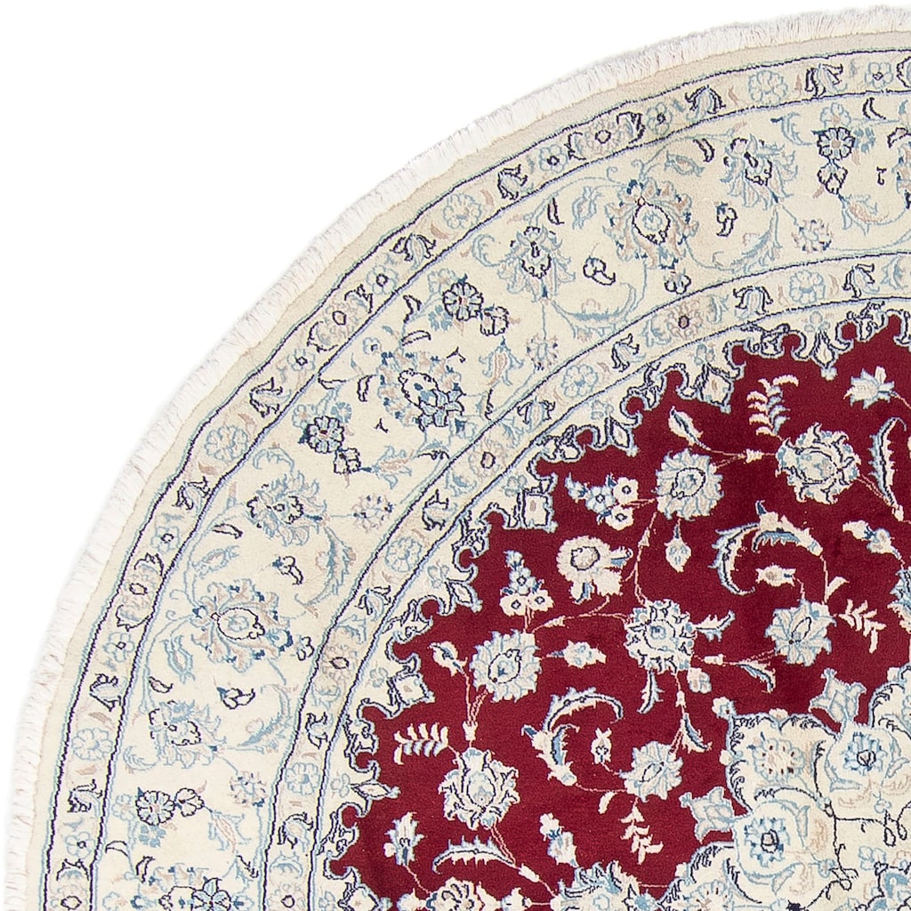 morgenland Wollteppich »Nain Medaillon Rosso scuro 295 x 295 cm«, rund, 1 mm Höhe, Unikat mit Zertifikat