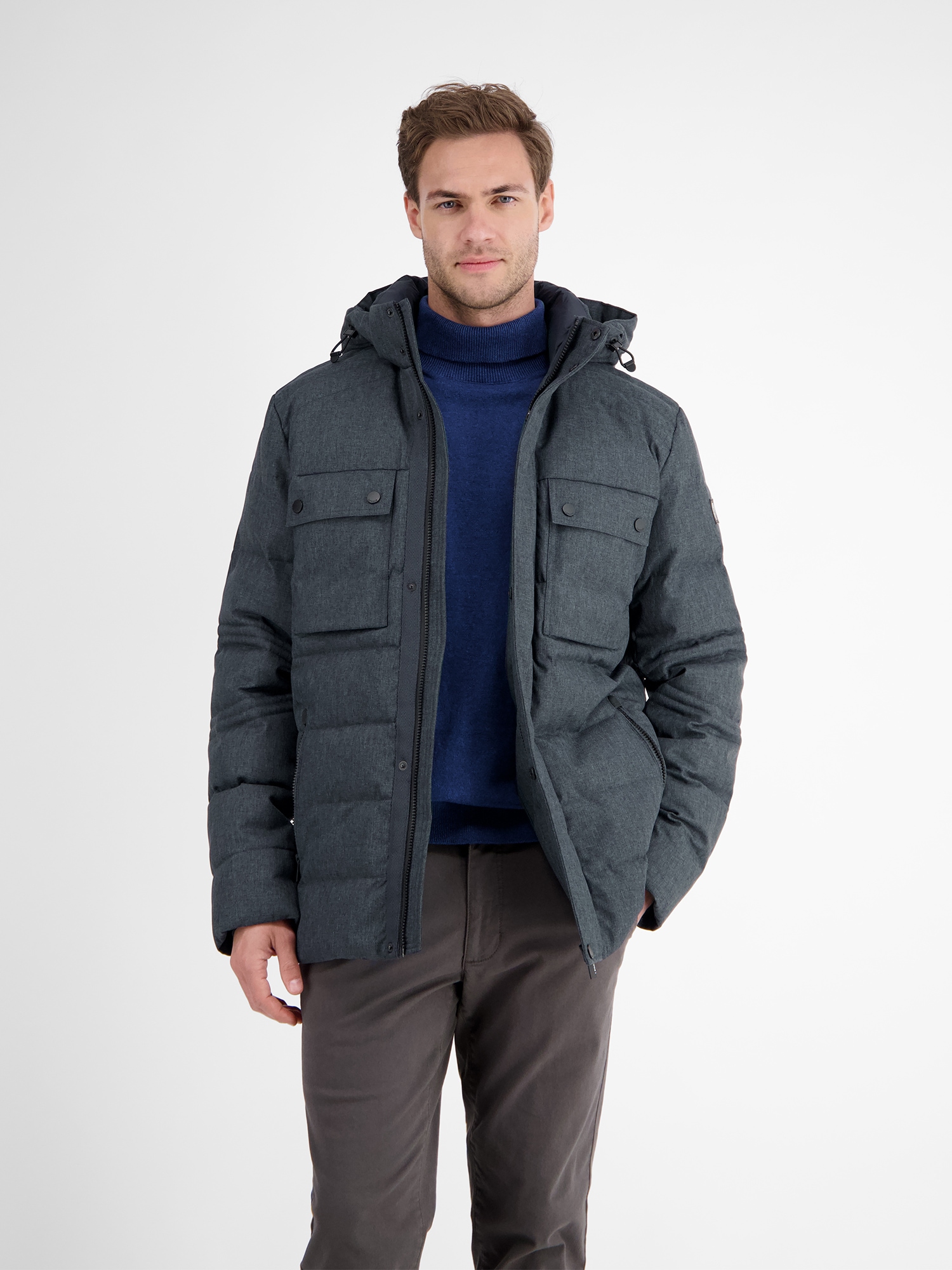 LERROS Steppjacke "LERROS Herren Fieldjacket in Woll-Optik", mit Kapuze, Wa günstig online kaufen