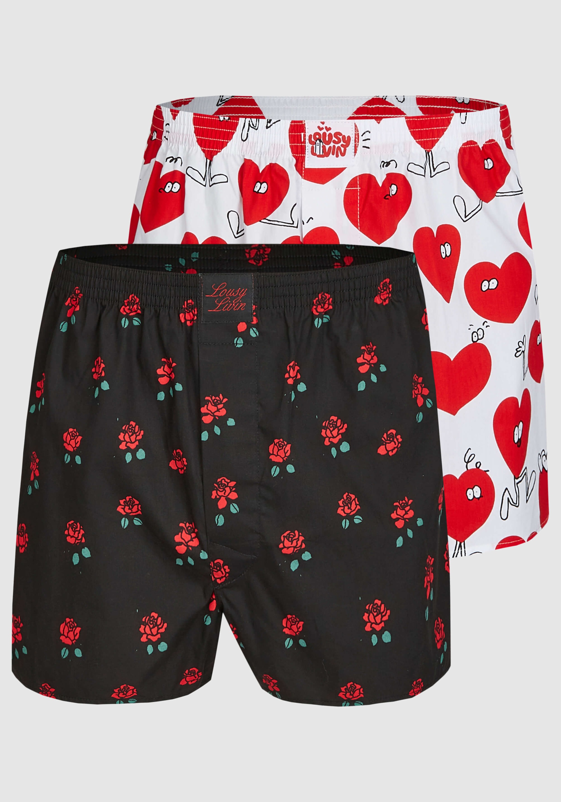 Lousy Livin Boxershorts »Rose & Valentines«, im praktischen 2er-Pack