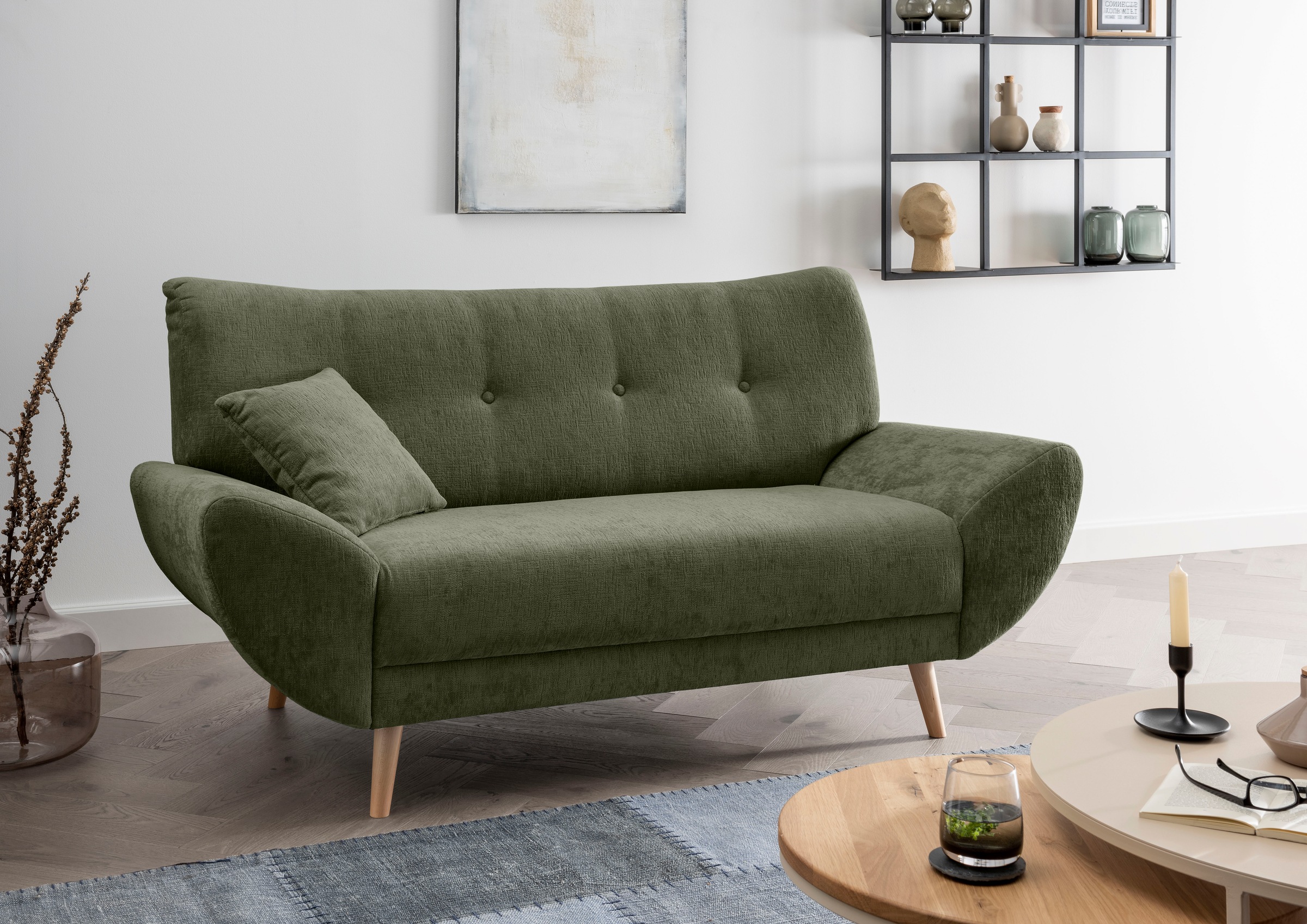 2-Sitzer HOME AFFAIRE, B:174cm H:82cm T:87cmgrün, 100% Polyester, Sofas, "Basta"