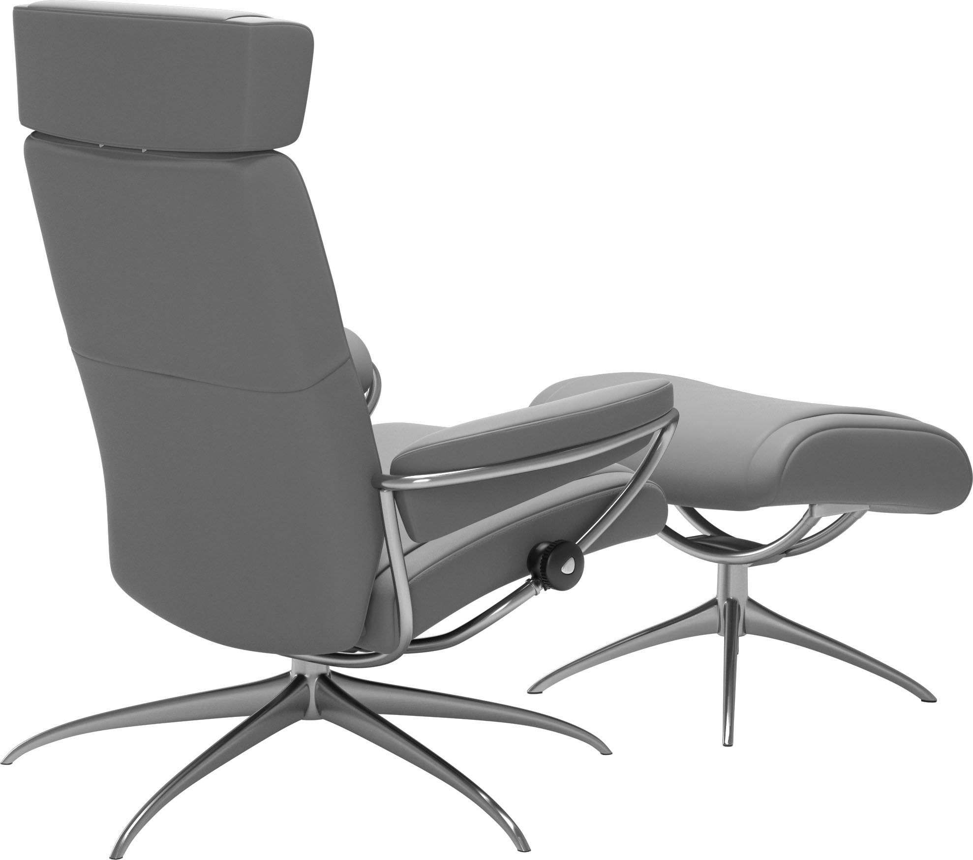 Stressless® Relaxsessel »Paris« Set, Relaxsessel mit Hocker,  mit Hocker, Low Back mit Kopfstütze, mit Star Base, Gestell Chrom