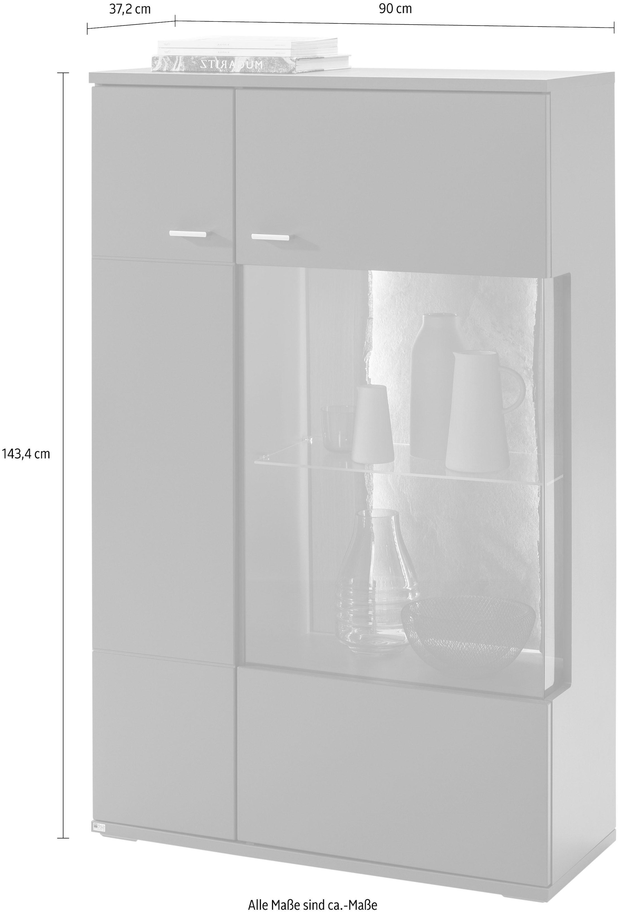 set one by Musterring Stauraumvitrine »TACOMA«, Typ 03/04, Höhe 143, 4 cm, mit getönter Glastür