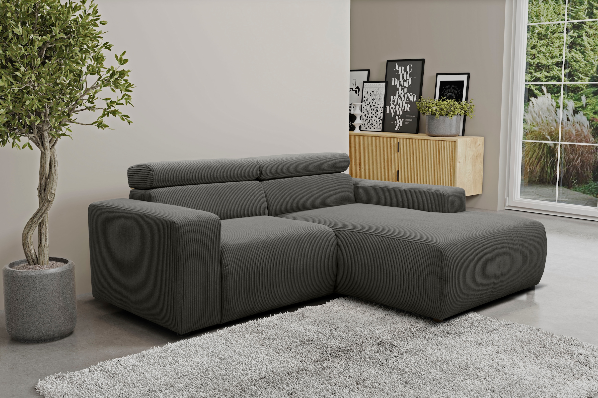 DOMO collection Ecksofa "Brandon, inkl. Kopfteilverstellung, B/T/H: 214/100 günstig online kaufen