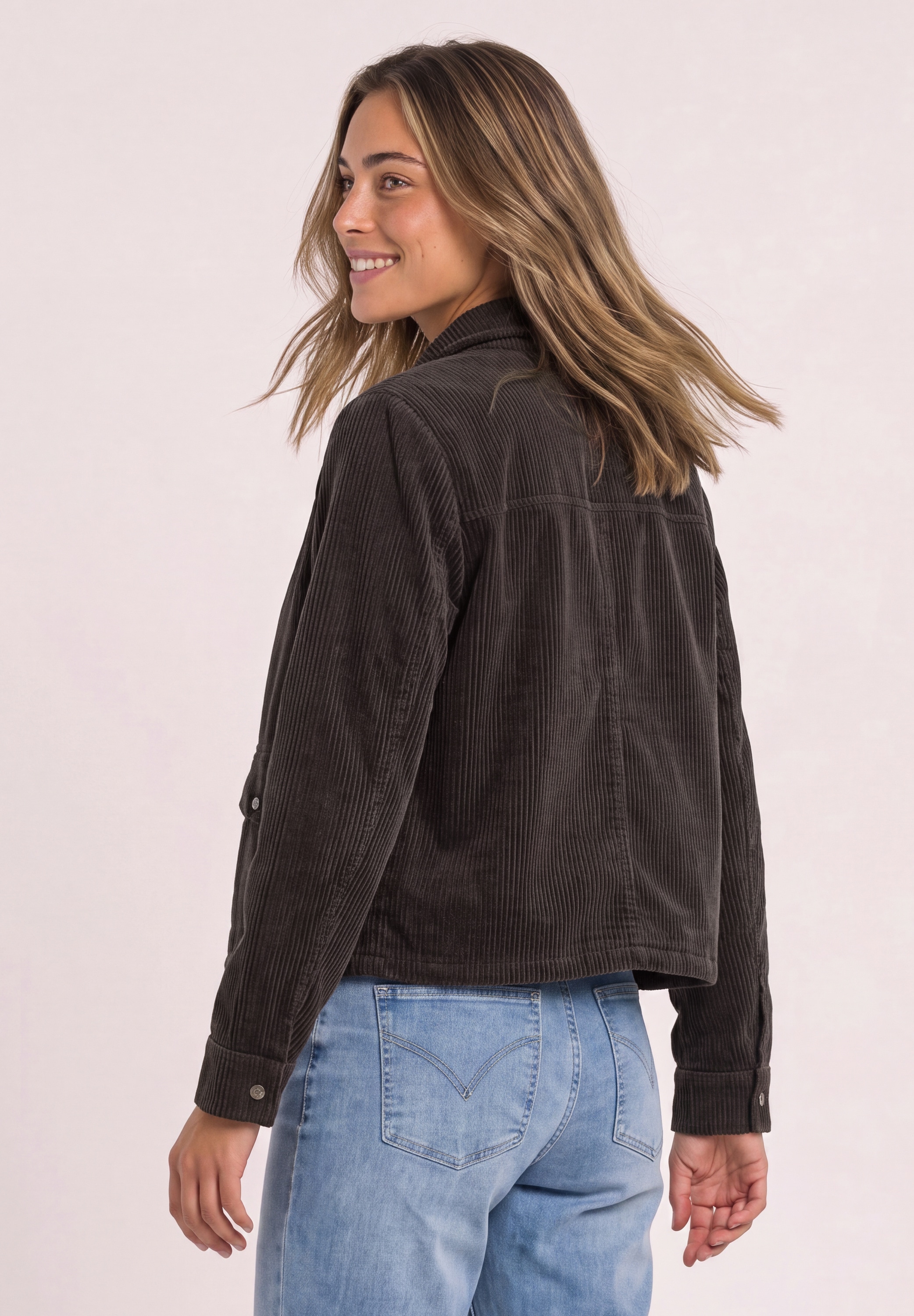 STREET ONE Cordjacke ohne Kapuze mit Tunnelzugsaum
