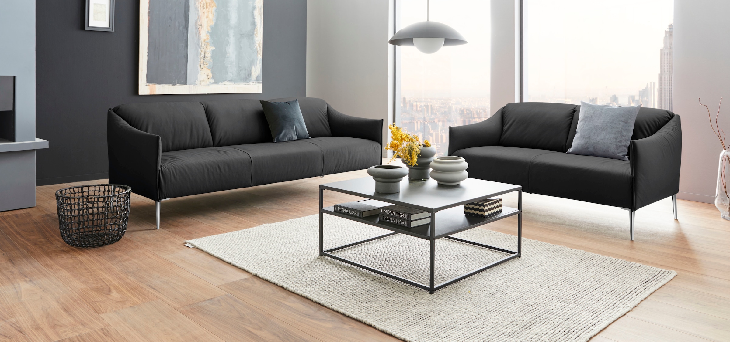W.SCHILLIG 3-Sitzer »sally«, mit Metallfüßen in Chrom glänzend, Breite 224 cm