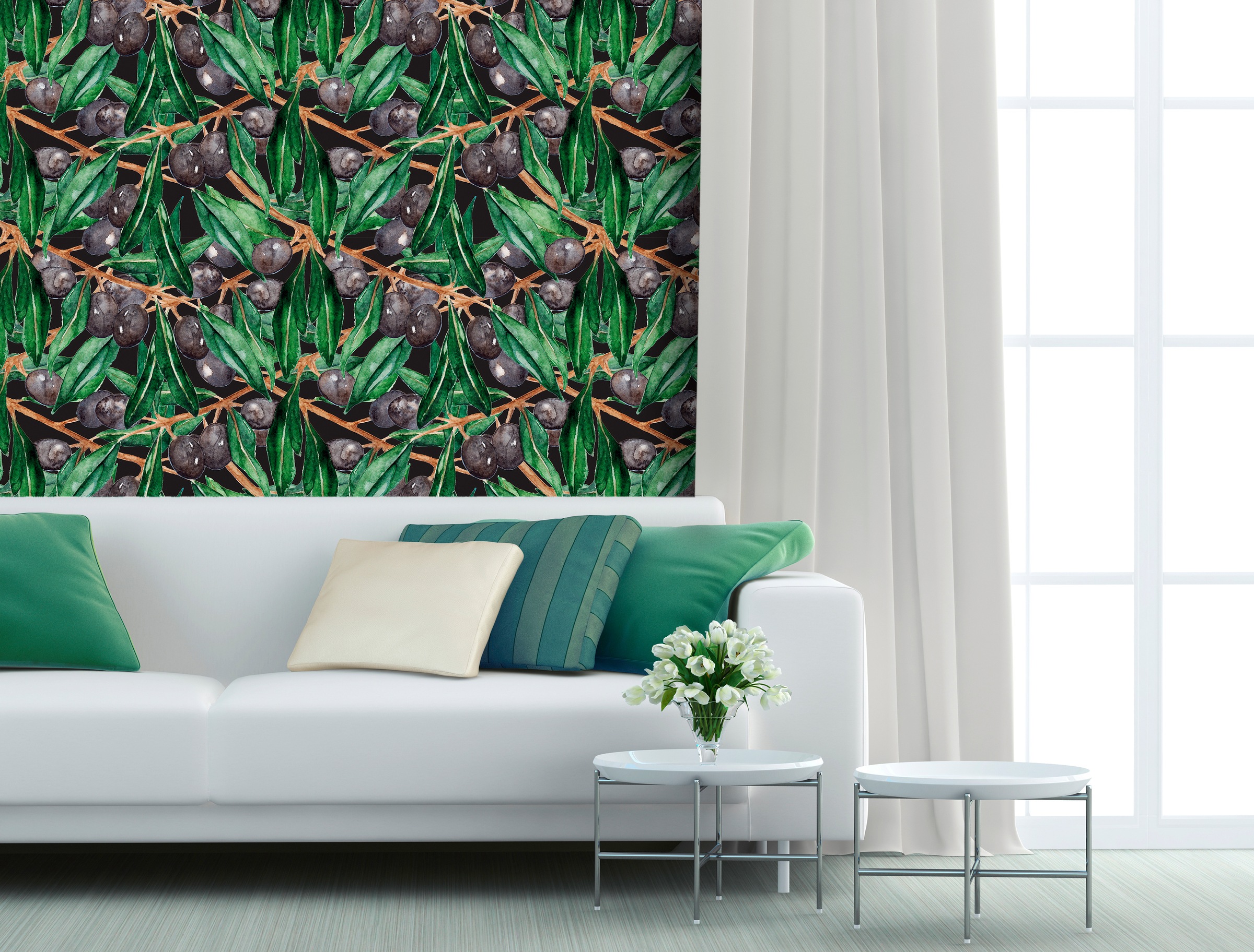 queence Vinyltapete »Oafho«, bedruckt-Motiv-botanisch-floral-gemustert-natürlich, 90x250cm, selbstklebend, kinderleichte Anbringung, Sticker