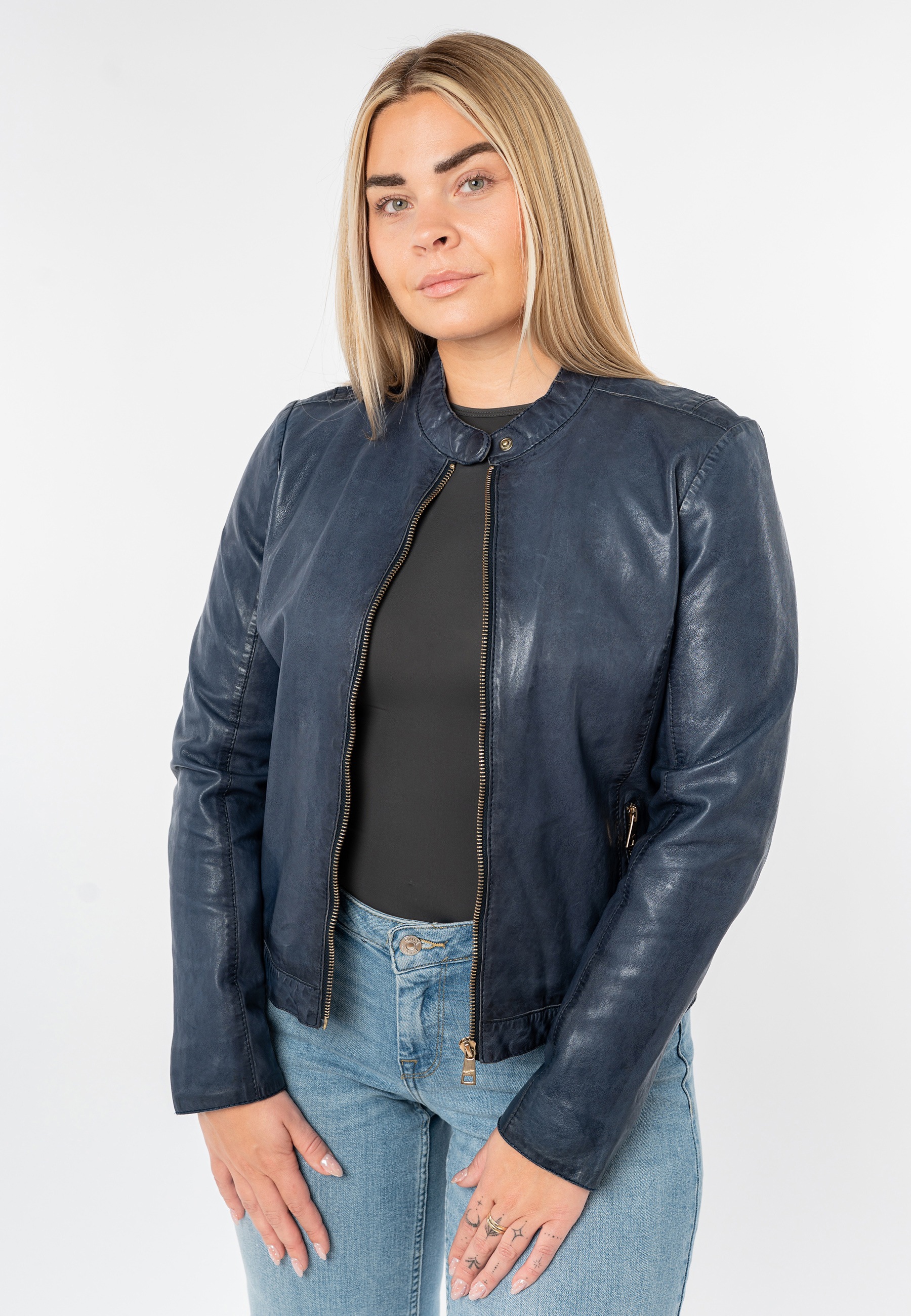 Mauritius Lederjacke "MWKawira" mit Stehkragen günstig online kaufen