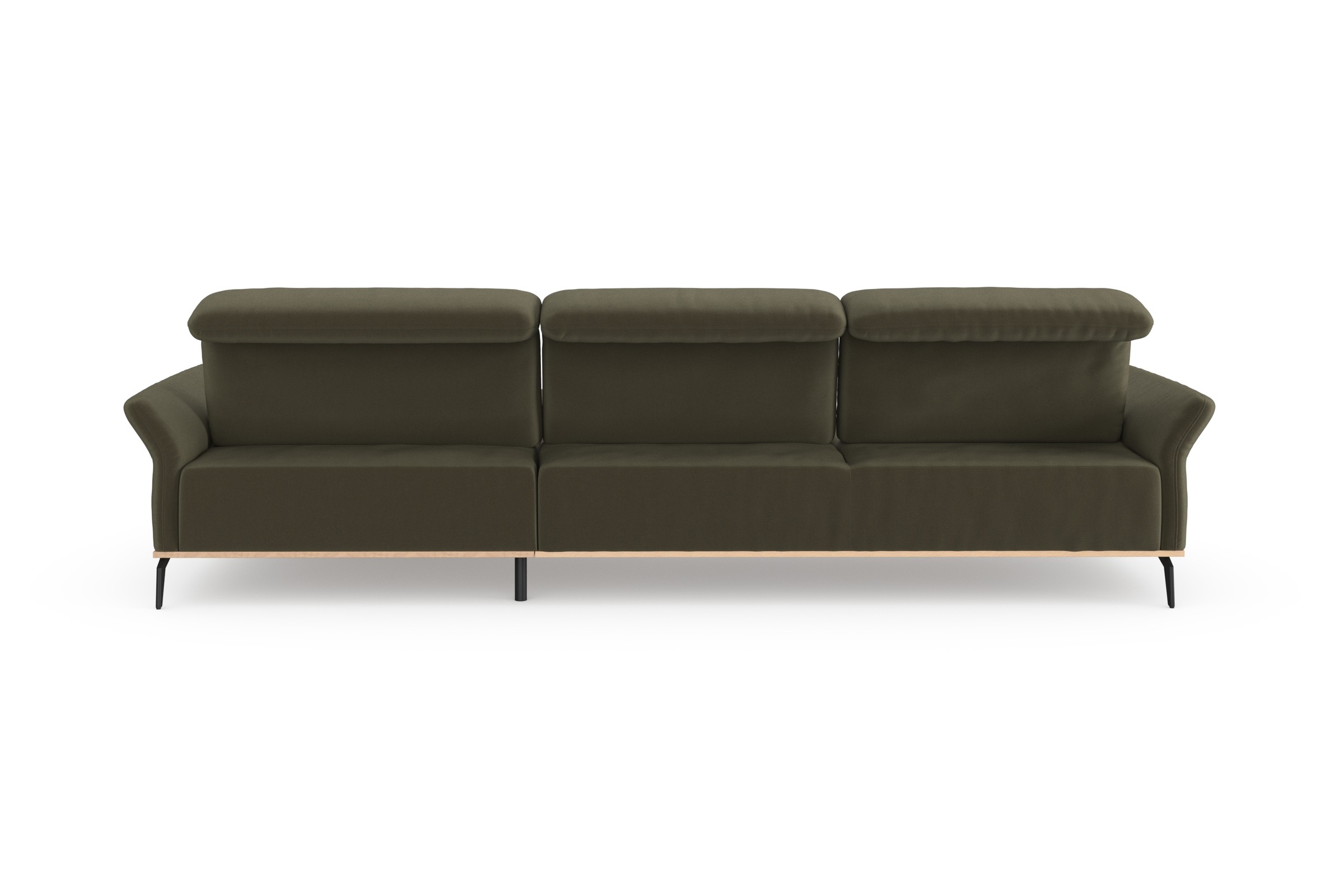 PLACES OF STYLE Ecksofa »Fjord L-Form« massiv, wahlweise mit Armlehnfunktion, Kopf- Sitztiefenverstellung