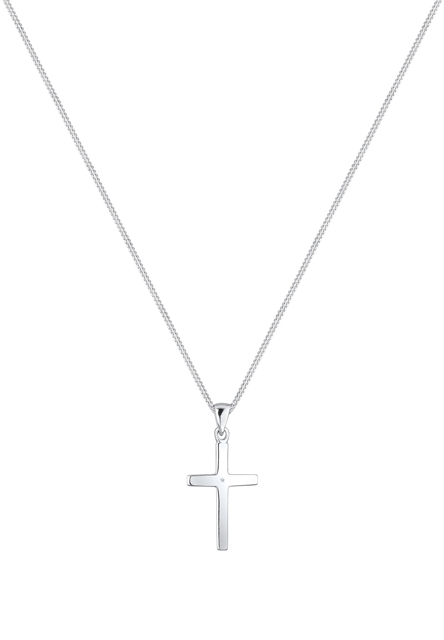 Elli DIAMONDS Collierkettchen »Kreuz Glaube Diamant (0.005 ct) Basic 925 Silber«