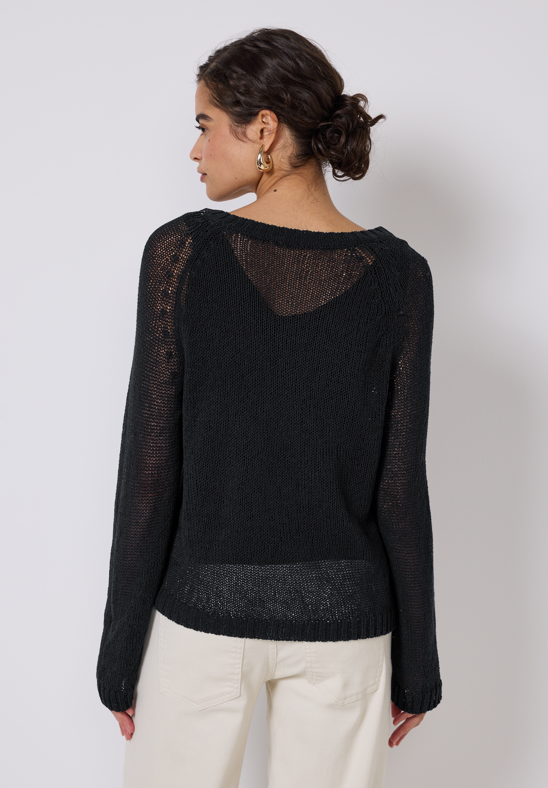 STREET ONE STUDIO V-Ausschnitt-Pullover, mit grober Struktur
