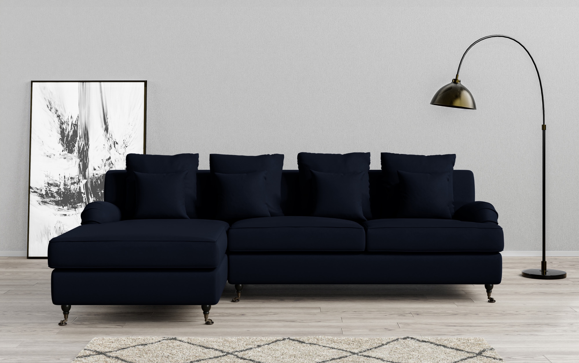 Guido Maria Kretschmer Home&Living Ecksofa »NORIN L-Form«, zwei Fußarten: vorne - Rollen, hinten - Holzfüße
