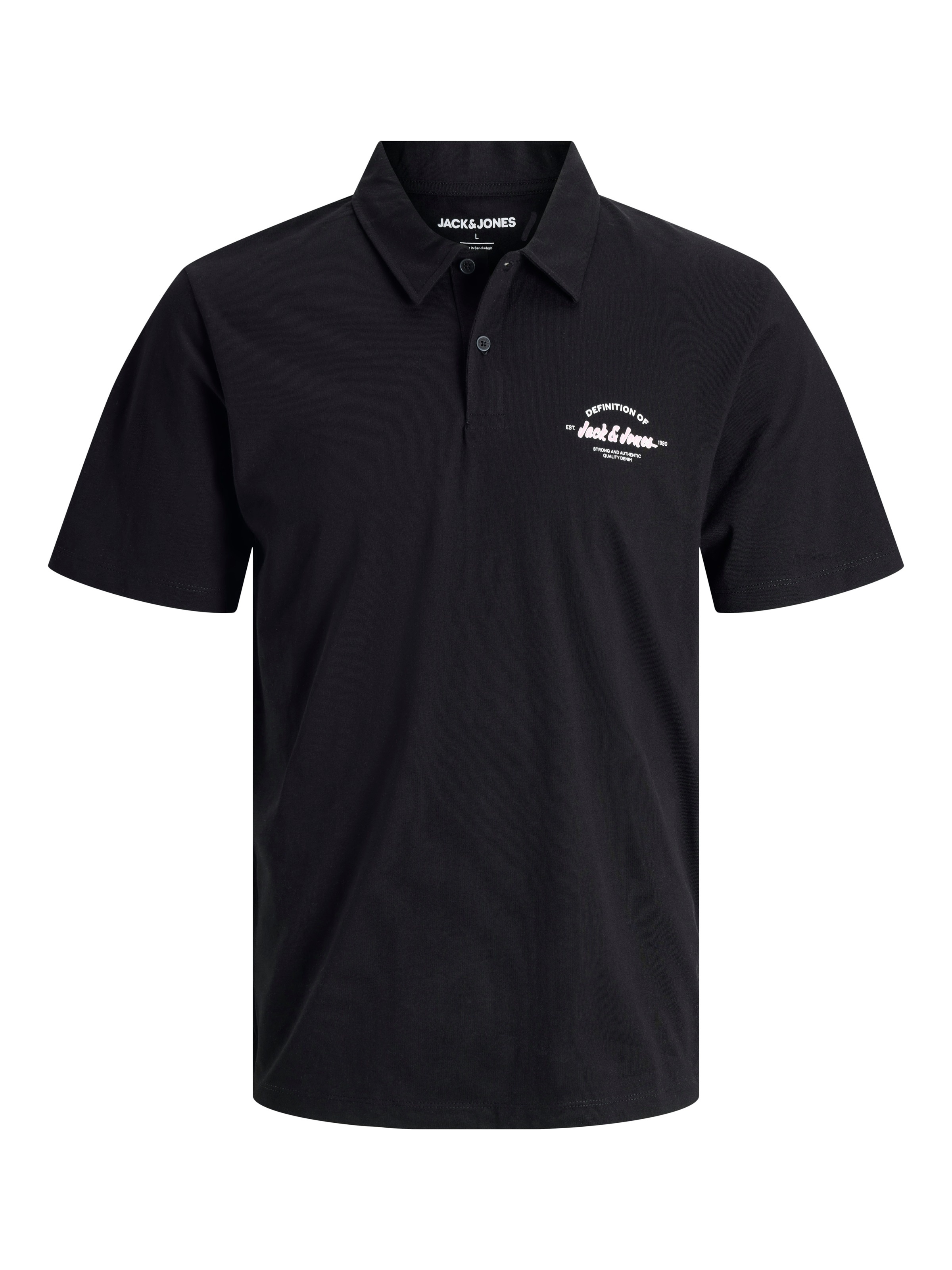 Poloshirt "JJBRANDON POLO SS PLS", Damen, Gr. 4XL, schwarz, Jersey, Obermaterial: 100% Baumwolle, JACK & JONES PLUSSIZE, bedruckt, regular fit, Shirts