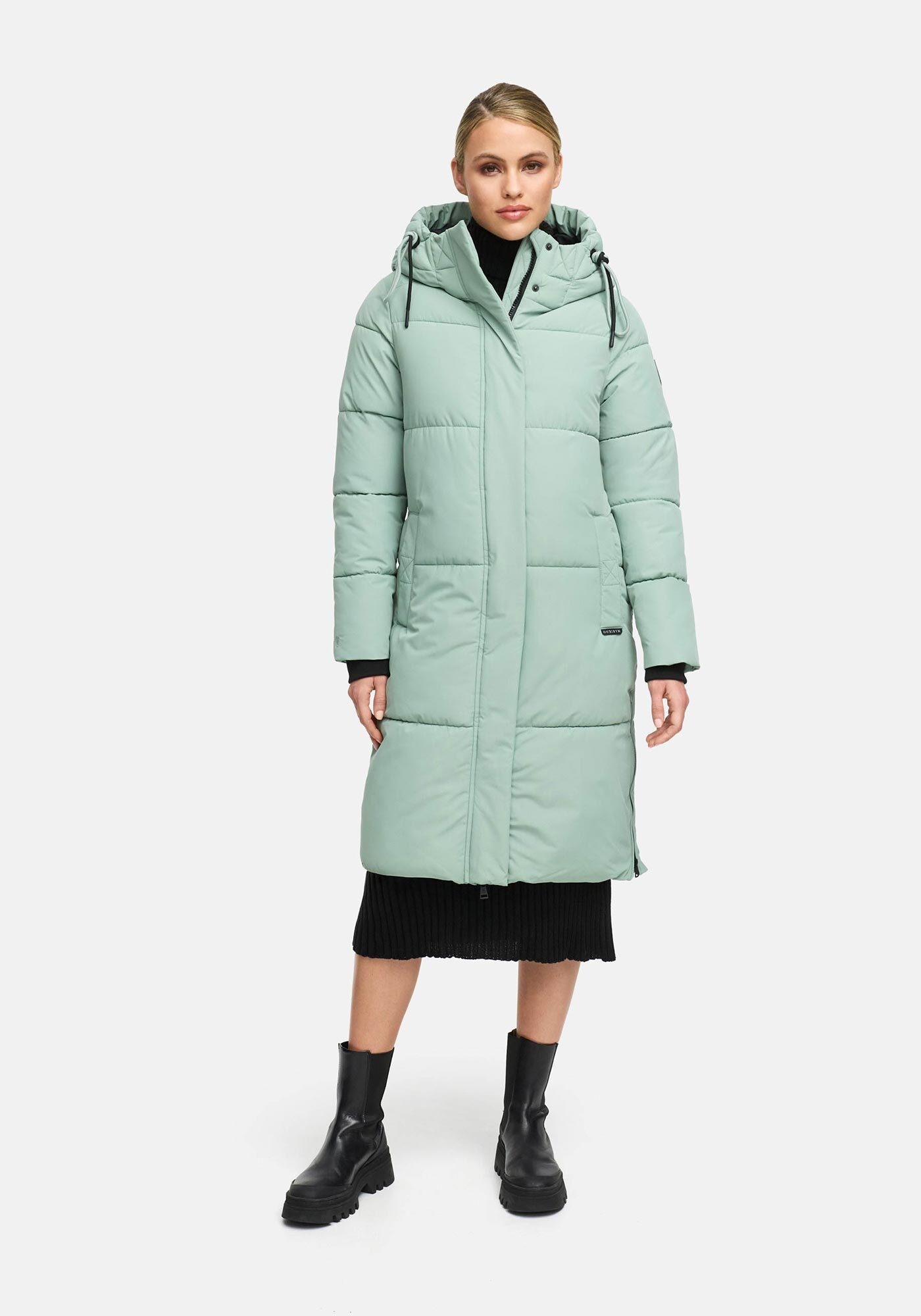 Marikoo Winterjacke "Michikoo" Extra langer Schnitt mit seitlichen Gehschlitzen