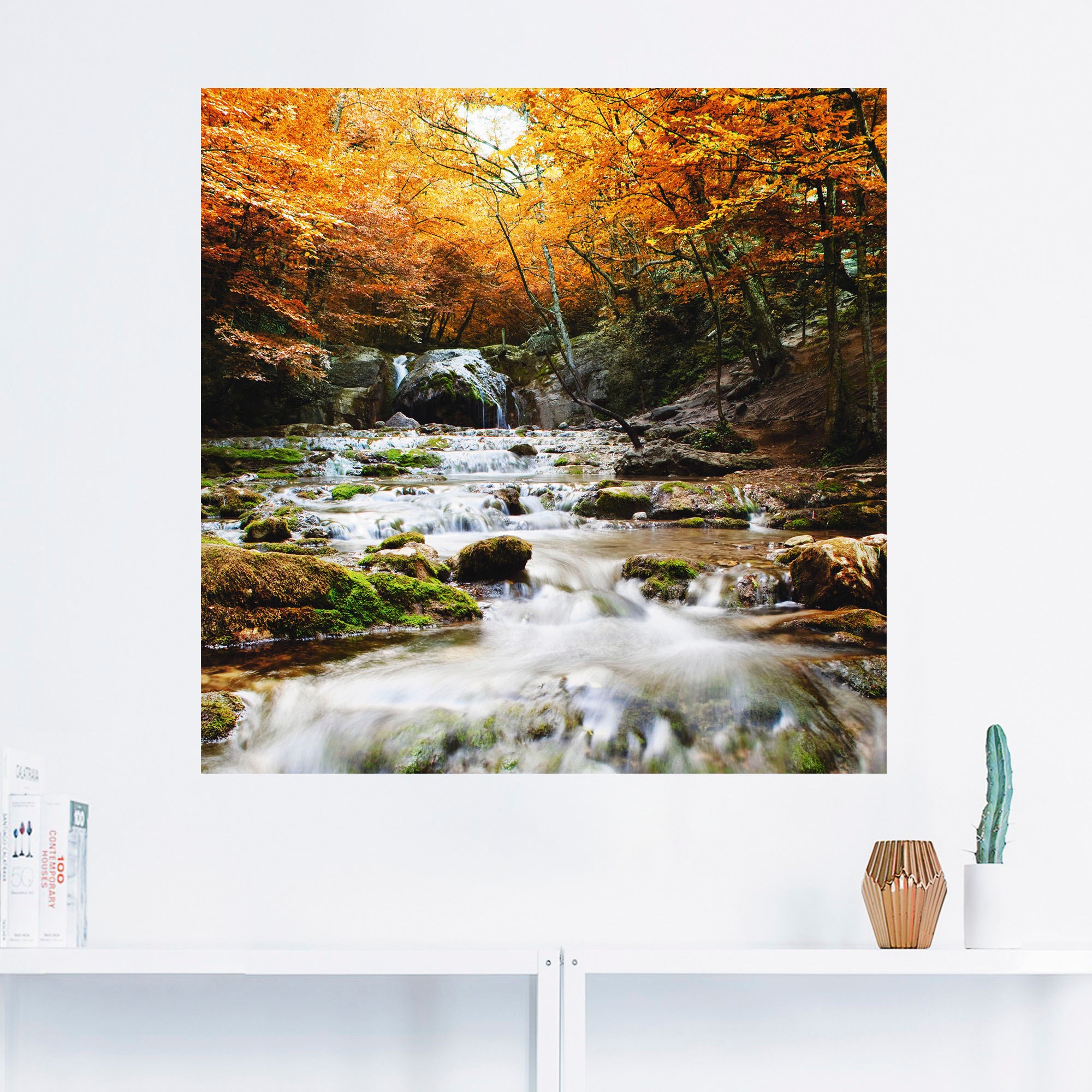 Artland Wandbild »Herbstlicher Wasserfall«, Gewässer, (1 St.), als Poster, Wandaufkleber in verschied. Größen