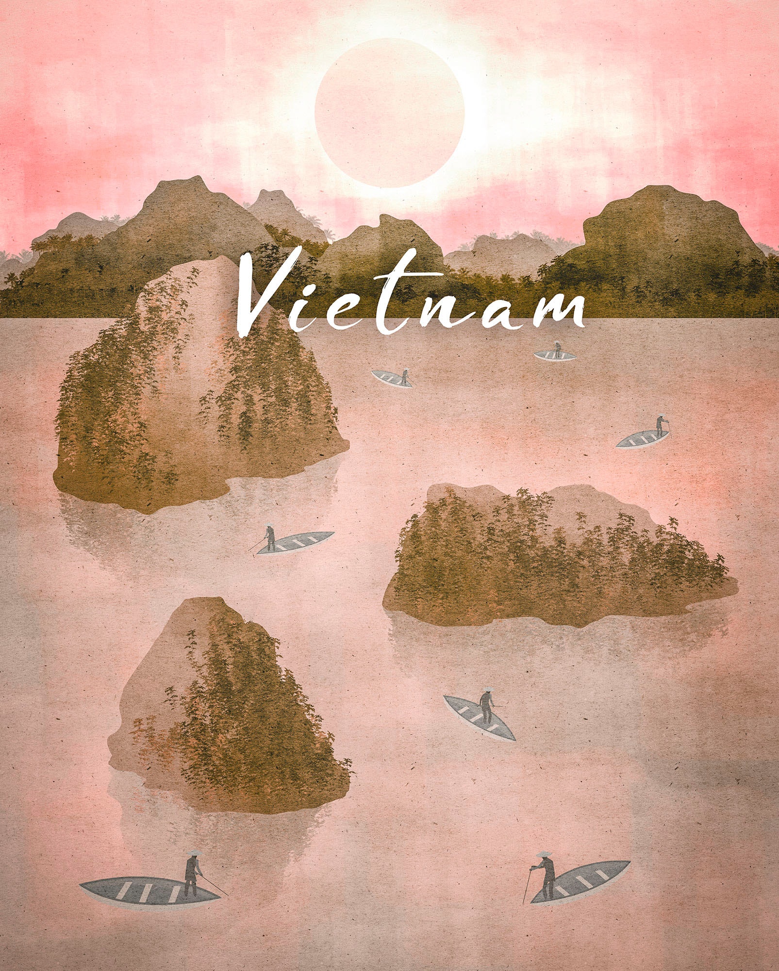 Komar Bild "Vintage Travel Vietnam" Natur 1 Stk. tlg. Wandbild zur Dekorati günstig online kaufen