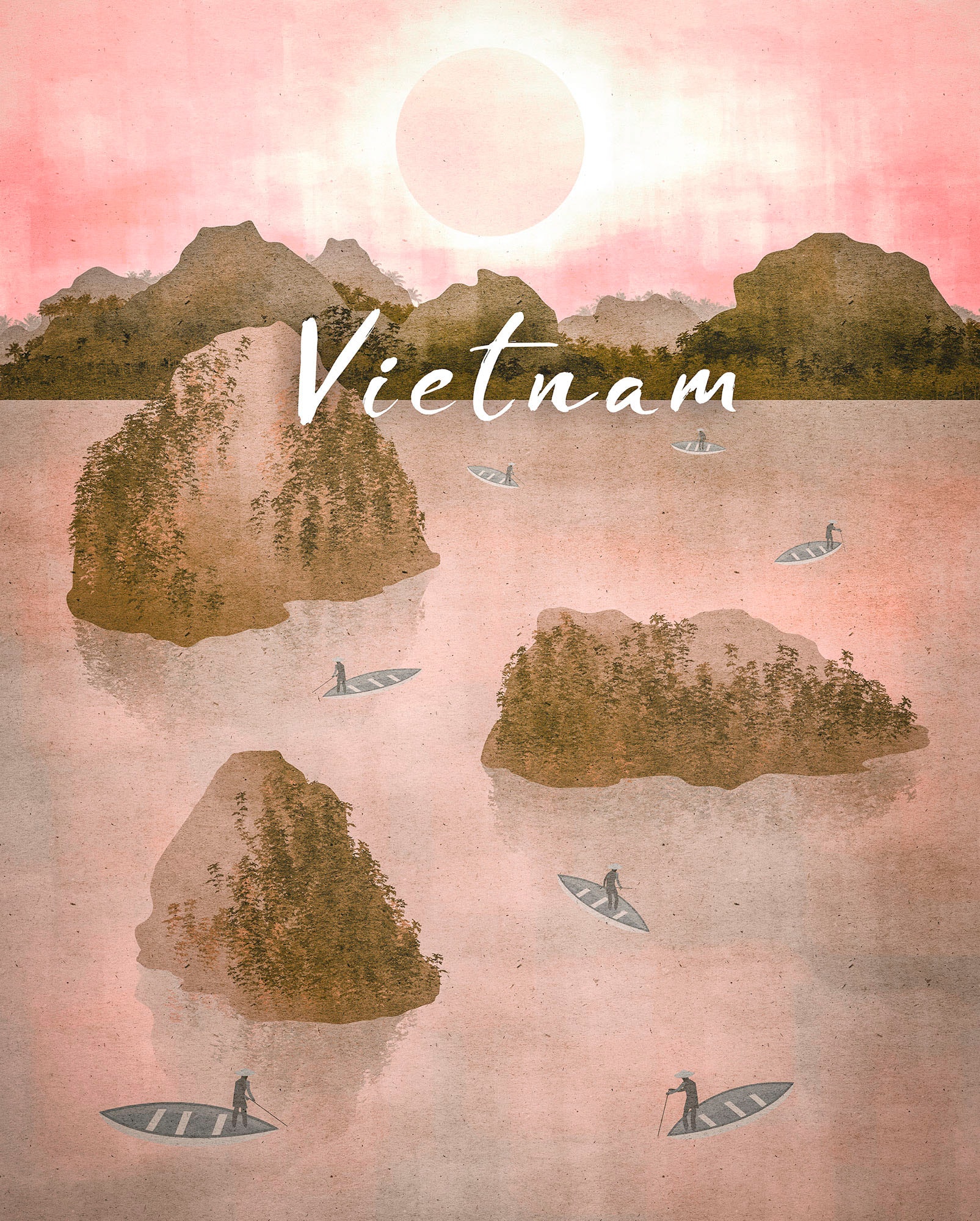 Komar Wandbild "Vintage Travel Vietnam", (1 St.), Deutsches Premium-Poster günstig online kaufen