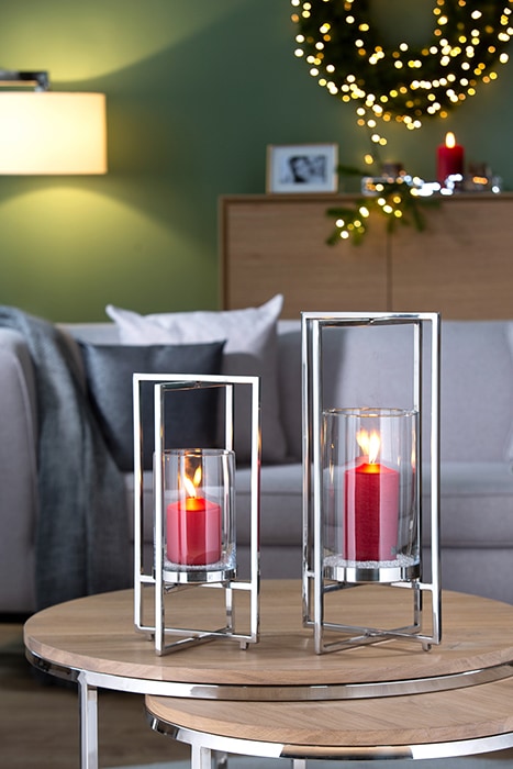 Fink Windlicht »NORMAN, Weihnachtsdeko«, und | St.), kaufen (1 aus Glas, BAUR Edelstahl 1-flammig