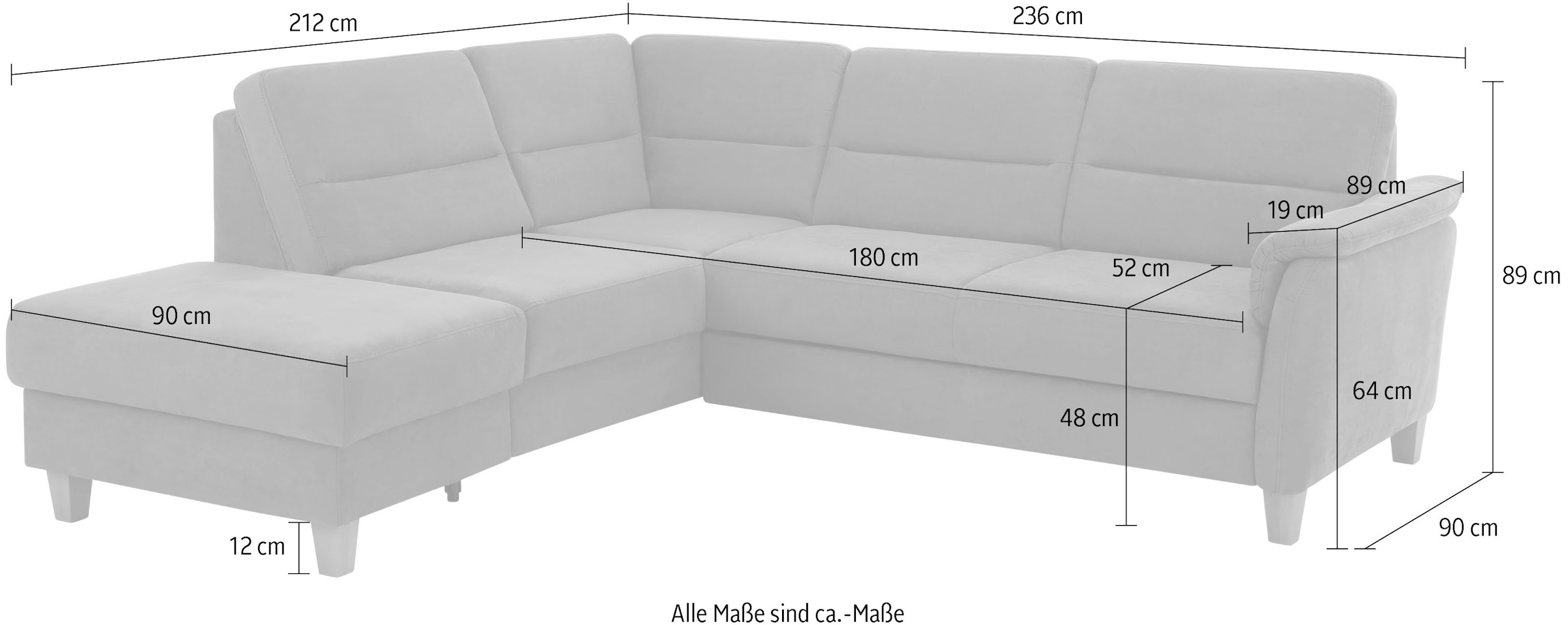 Home affaire Ecksofa »Palmera L-Form«, Federkern, wahlweise mit Bettfunktion und mit/ohne Stauraum
