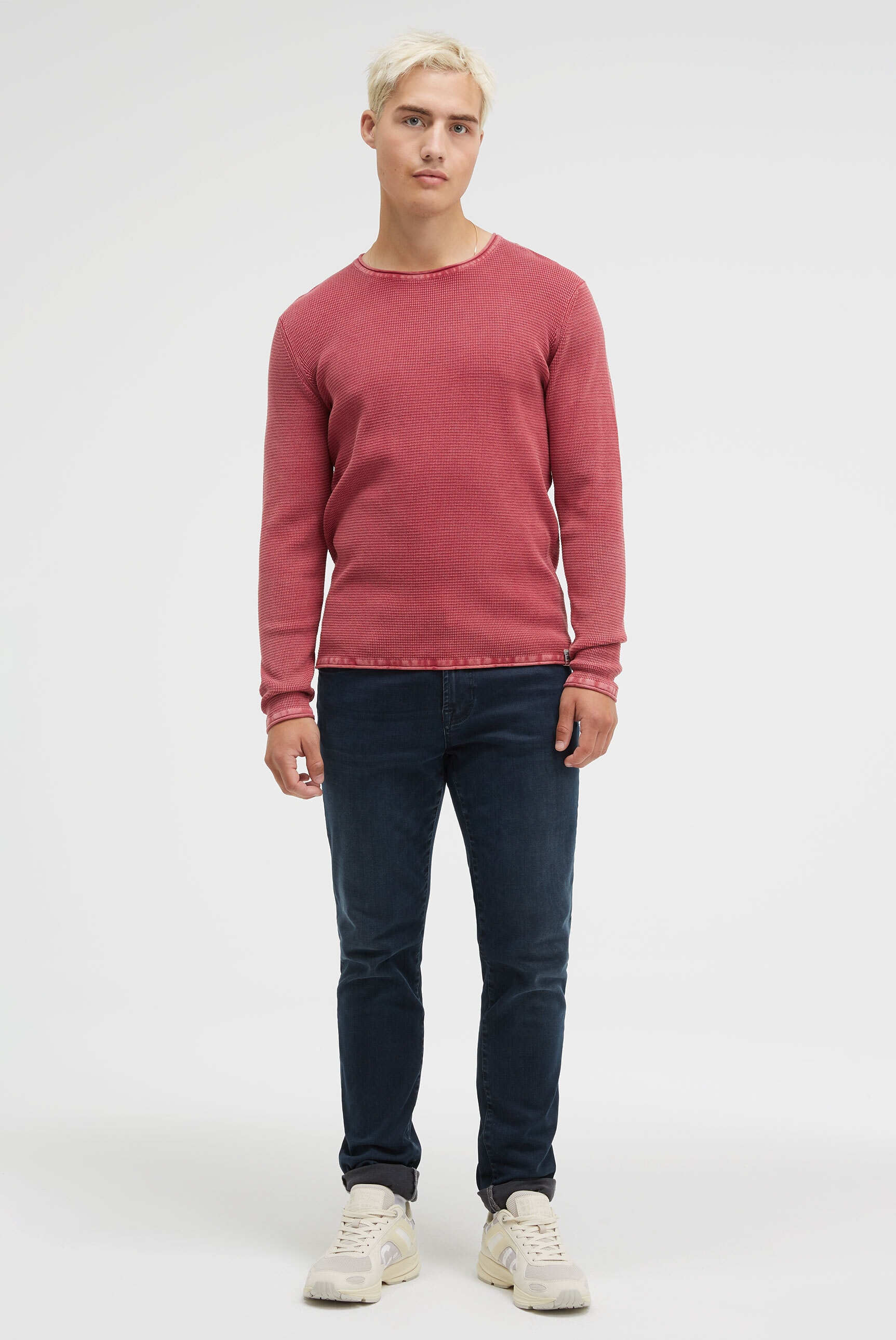 CAMP DAVID Rundhalspullover mit Rollsäumen