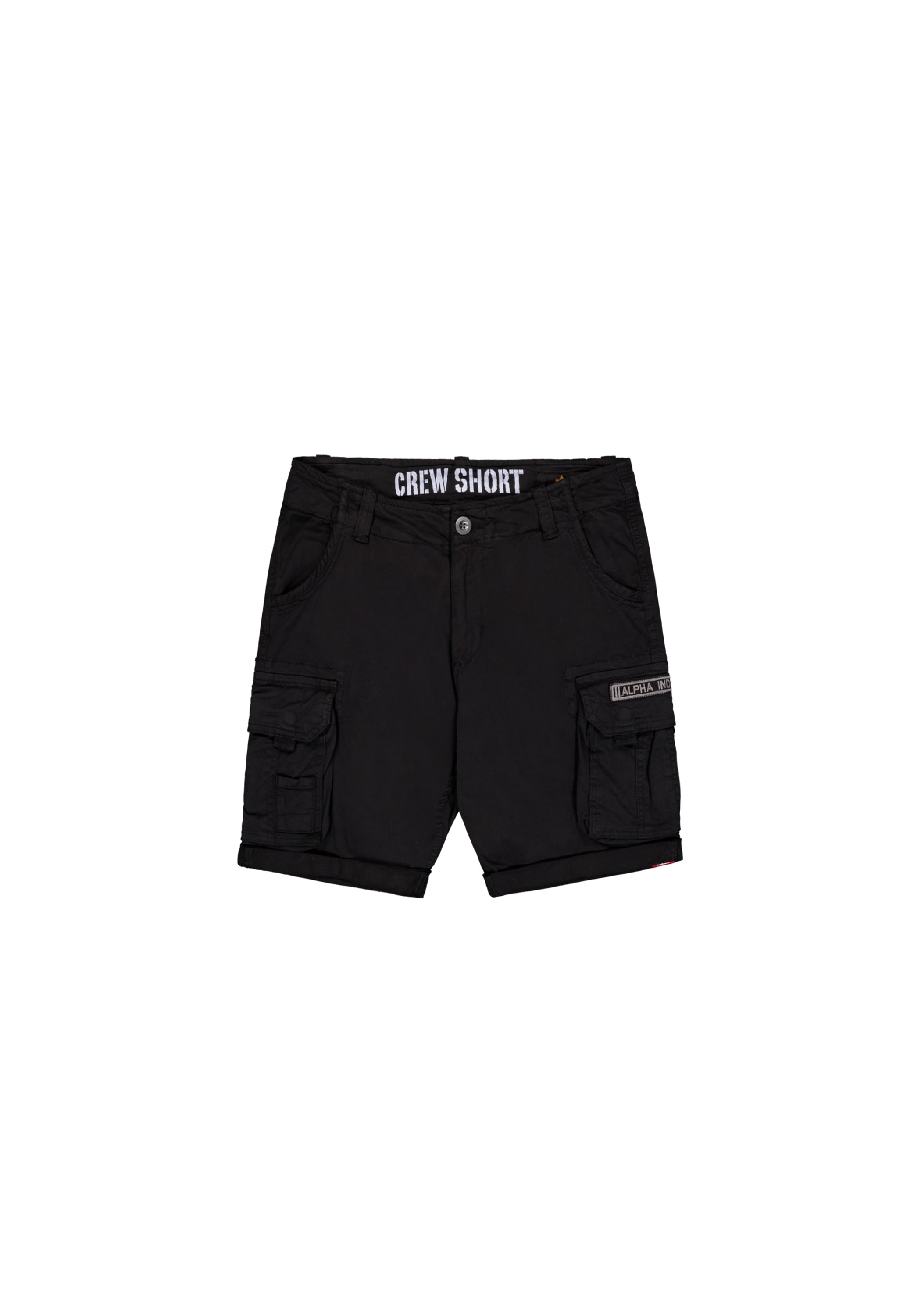 Herren Shorts "Crew Short", schwarz, Gr. 29, ALPHA INDUSTRIES, Obermaterial: 98% Baumwolle, 2% Elastan; Futter: 100% Baumwolle, Hosen