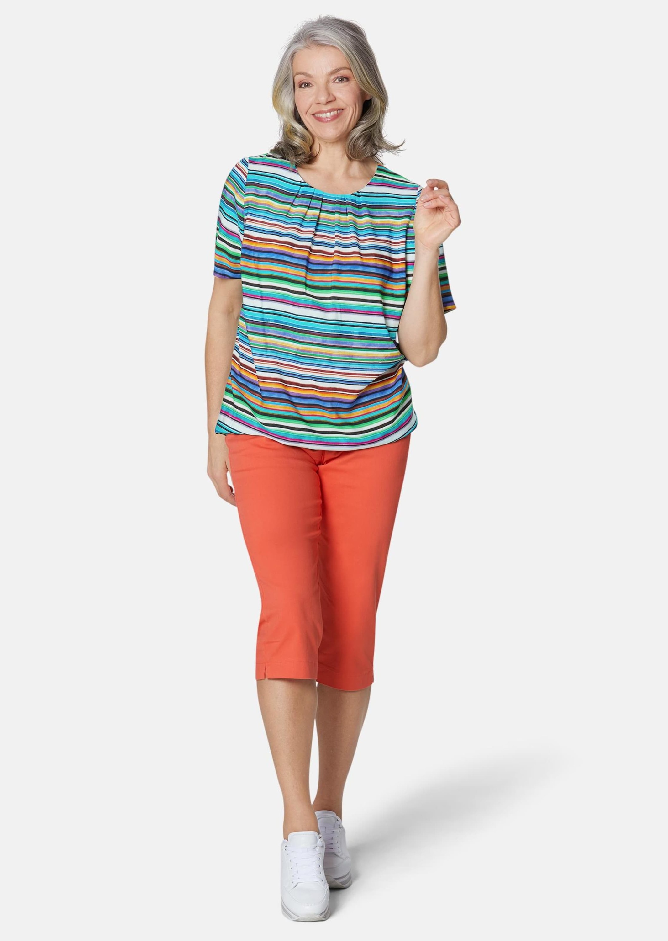 GOLDNER Druckbluse »Kurzgröße Farbbrillante Druckbluse mit liebevollen Details«