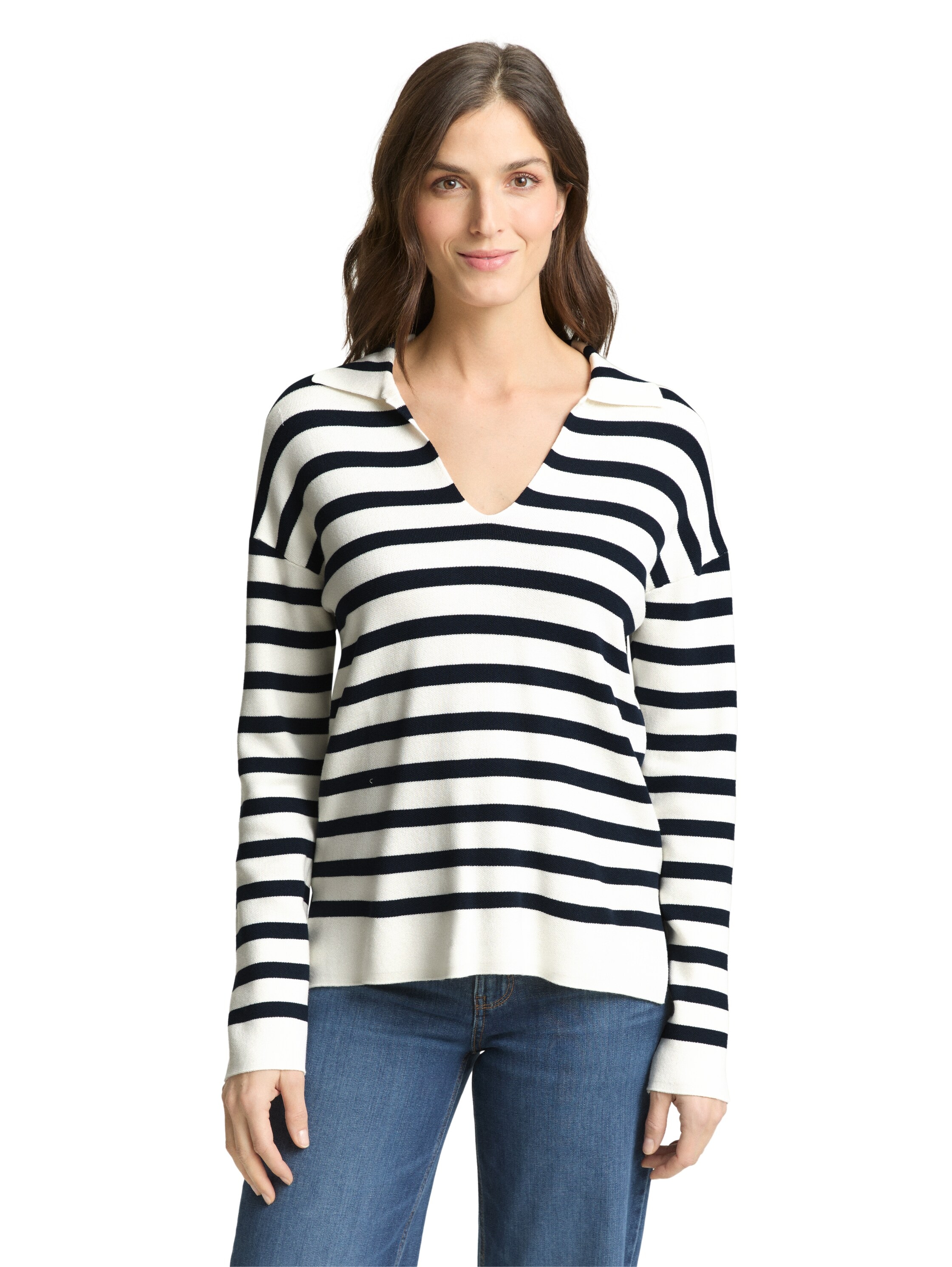 TOM TAILOR V-Ausschnitt-Pullover mit Streifen Muster günstig online kaufen