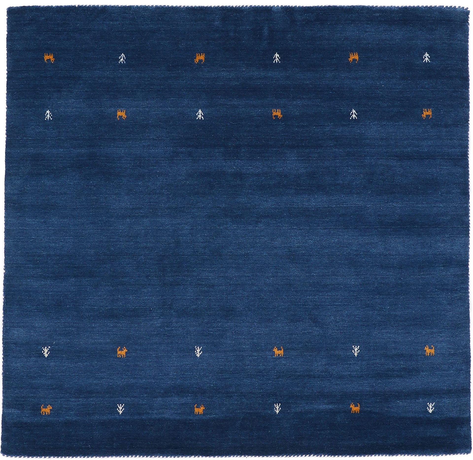 carpetfine Wollteppich »Gabbeh-Uni«, quadratisch, 15 mm Höhe, reine Wolle, handgewebt, Gabbeh Loom Tiermotiv, Sonderform Quadrat