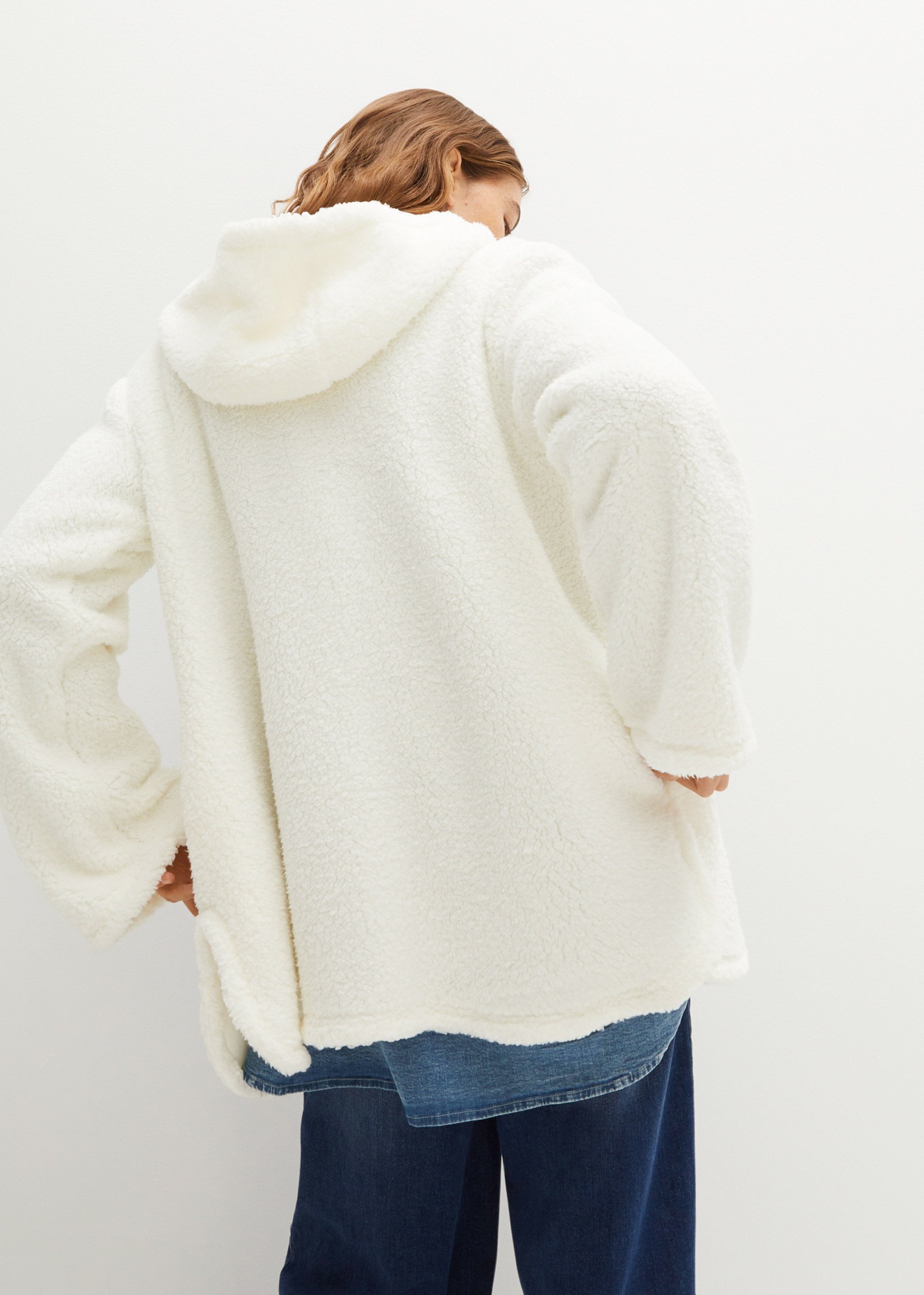 bonprix Fleecejacke mit Kapuze Teddy-Fleece Jacke in A-Linie mit Seitenschl günstig online kaufen