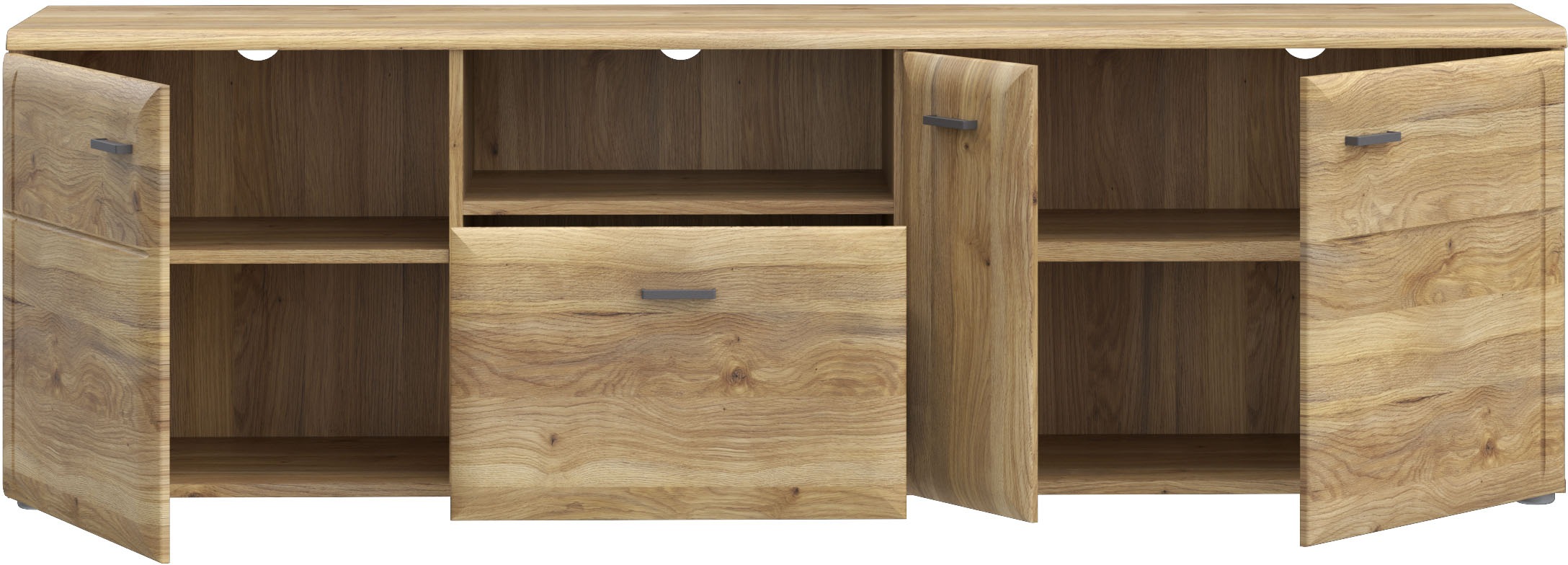 FORTE Lowboard »Akinori TV-Board, TV-Schrank«, TV Board, Holzoptik, MDF Front, Metallgriffe, Vollauszug, Soft Close