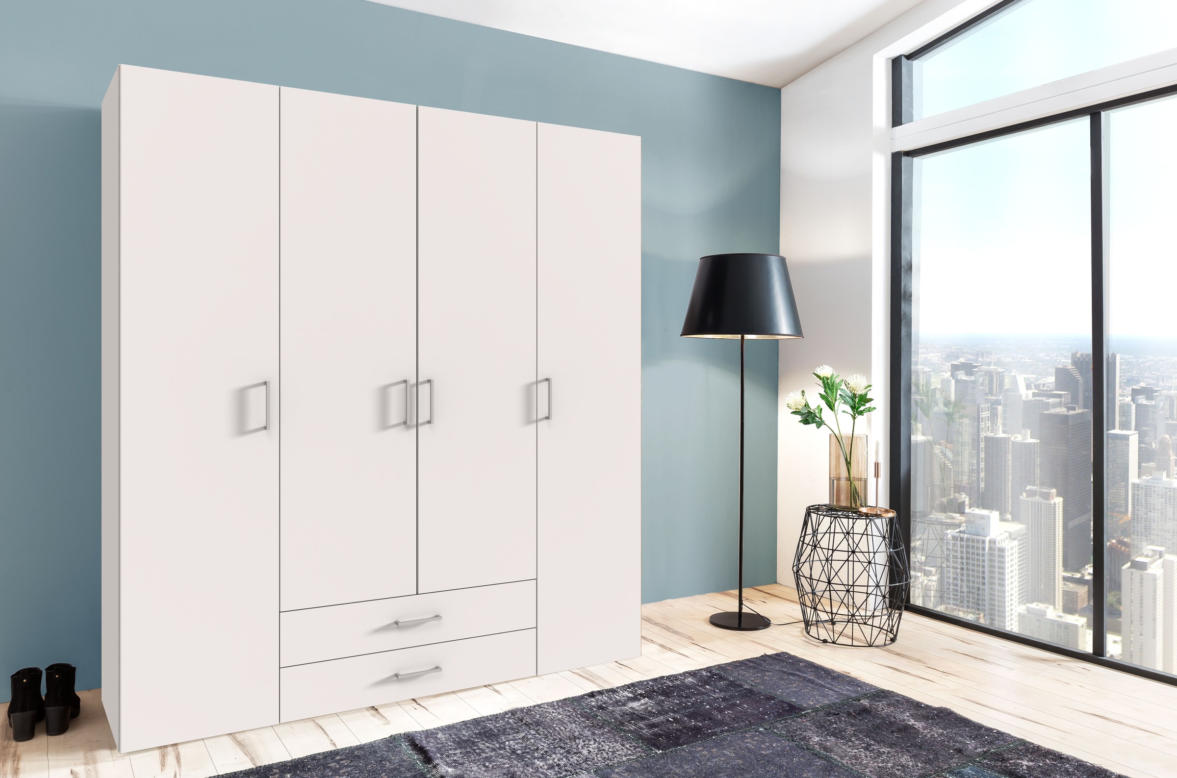 Wimex Drehtürenschrank "Mugano" mit langen oder kurzen Griffen aus Metall, günstig online kaufen