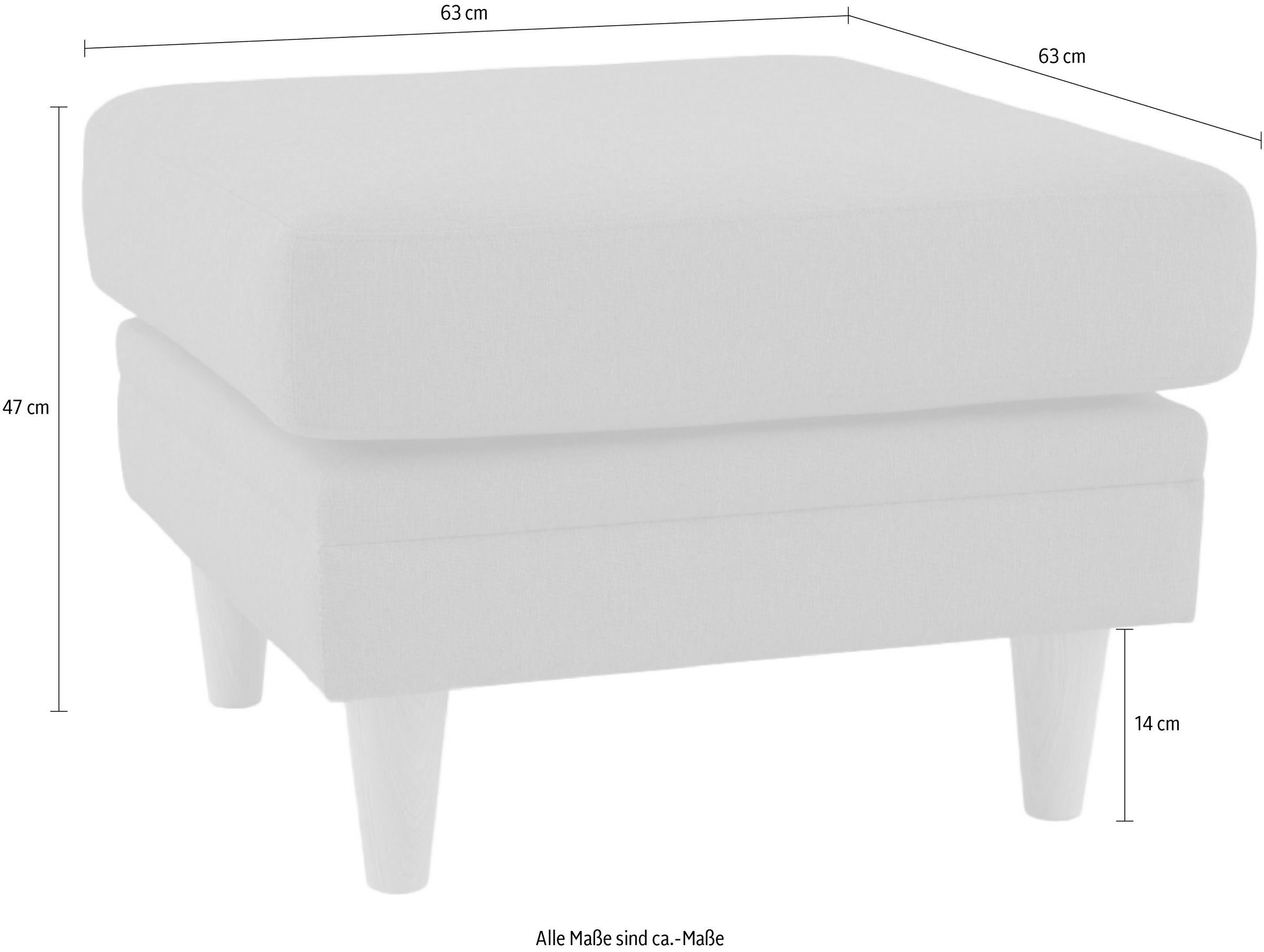 Home affaire Polsterhocker »Arellano, Breite 63 cm«, klassisches Design, mit Massivholzfüßen, Webstoff fein