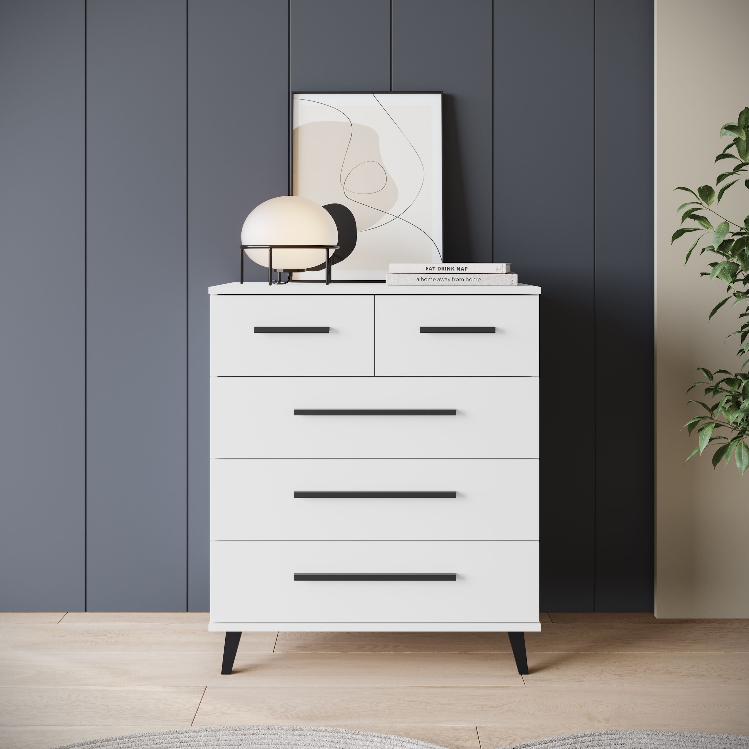 INOSIGN Sideboard "Lagos, Kommode, 5 Schubladen, schwarze Griffe & Füße" Wä günstig online kaufen