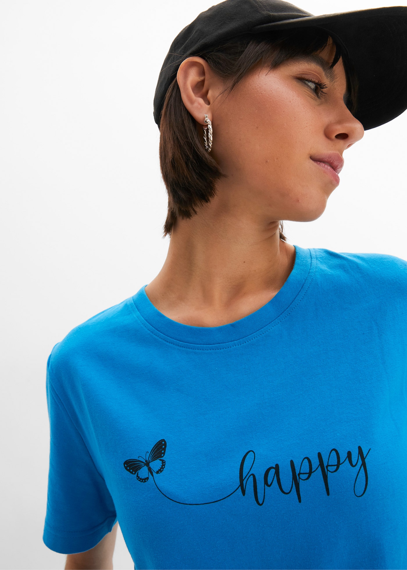 bonprix T-Shirt »T-Shirt aus reiner Baumwolle« bequeme Passform, Kurzarm, mit Rundhalsausschnitt
